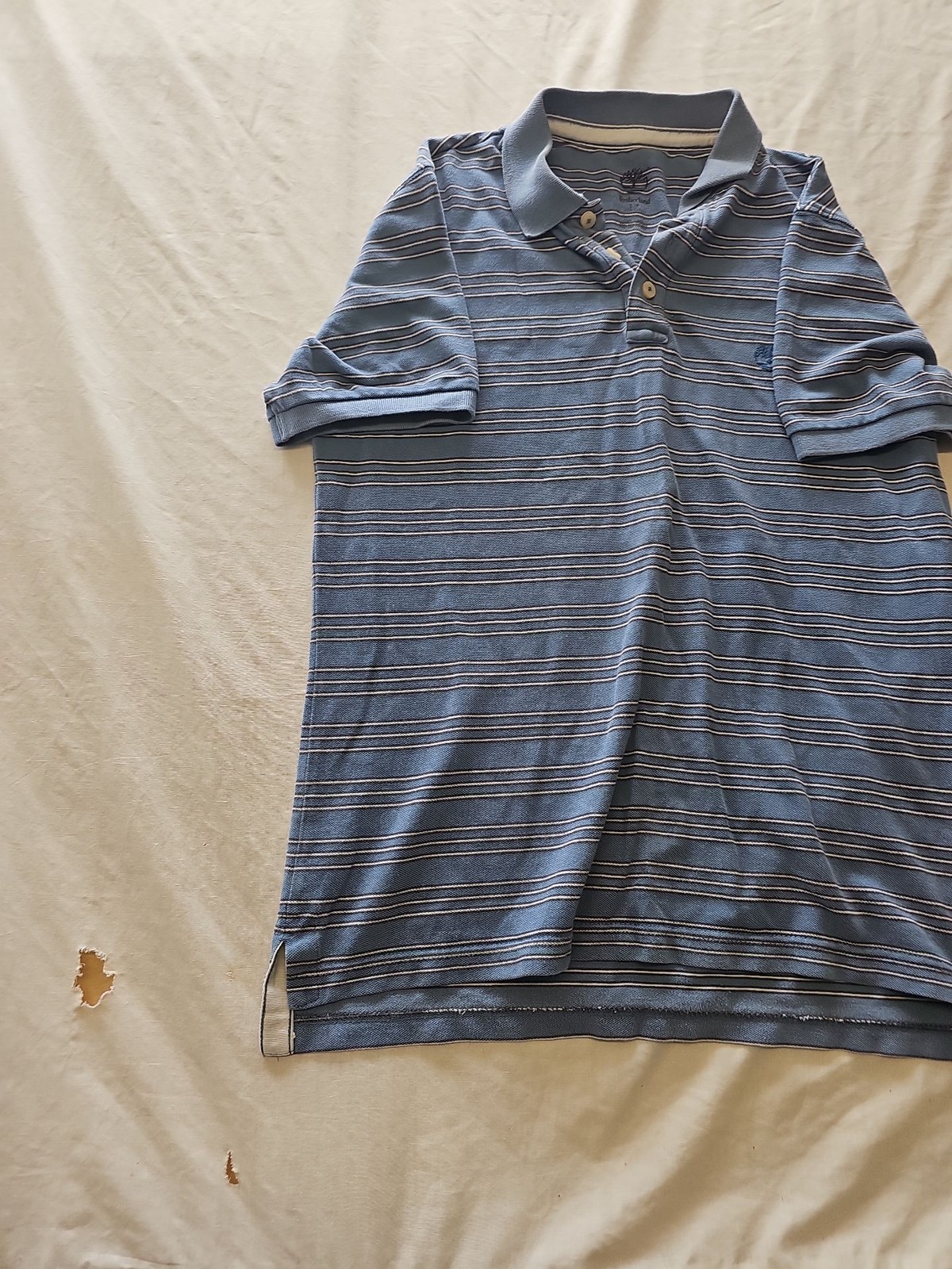 Timberland Striped Blue Polo Shirt S H600 - Image 3