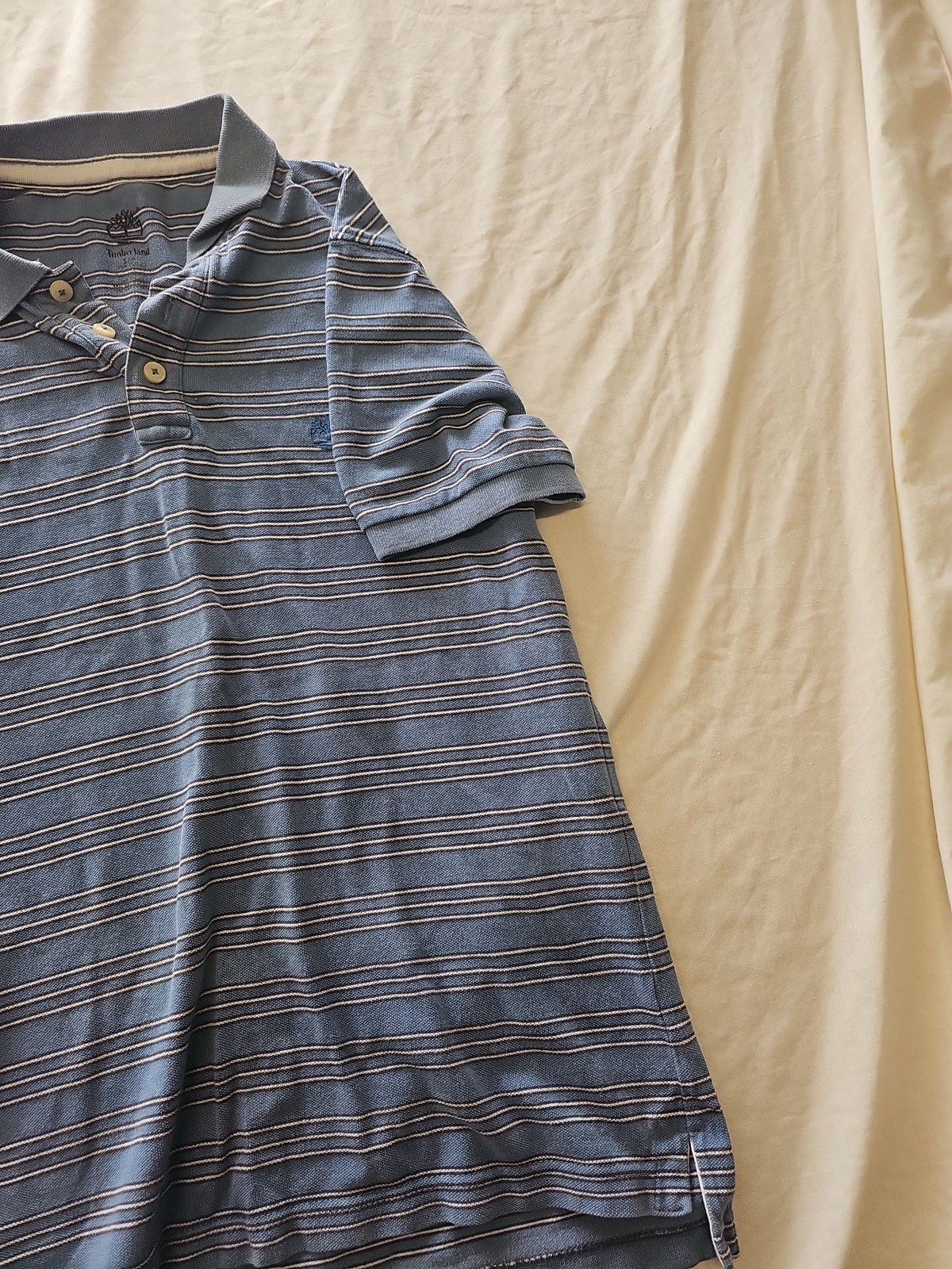 Timberland Striped Blue Polo Shirt S H600 - Image 4