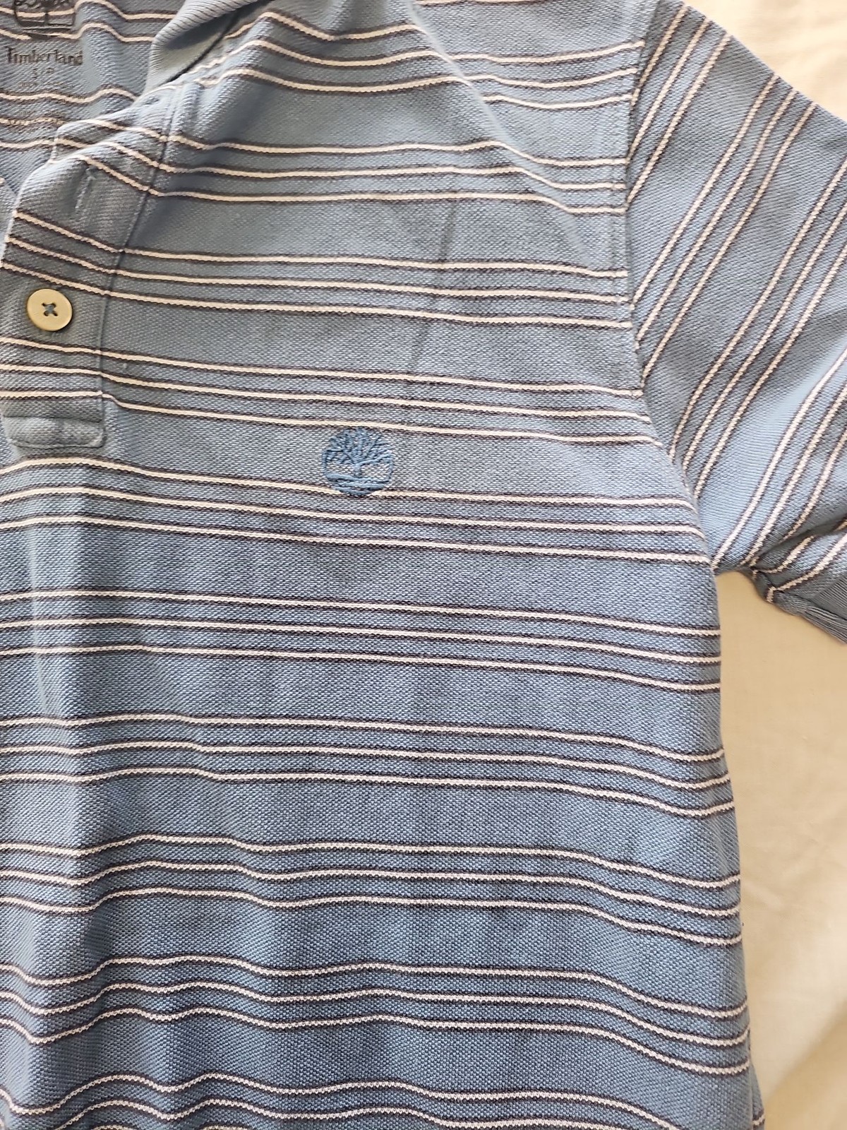 Timberland Striped Blue Polo Shirt S H600 - Image 6