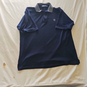 Vintage Donnay Golf Navy Polo Shirt with Patterned Collar xl H601