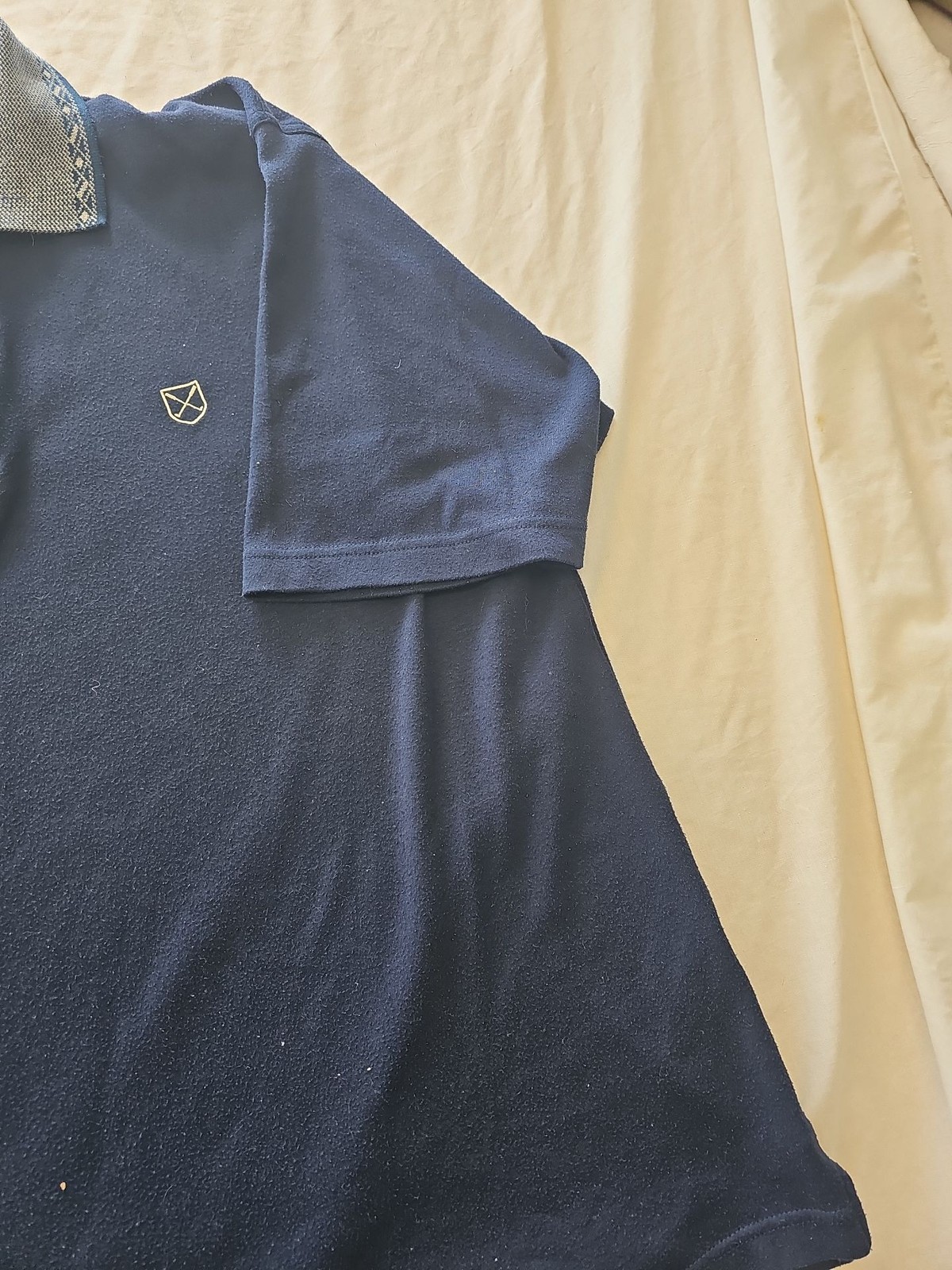 Vintage Donnay Golf Navy Polo Shirt with Patterned Collar xl H601 - Image 5