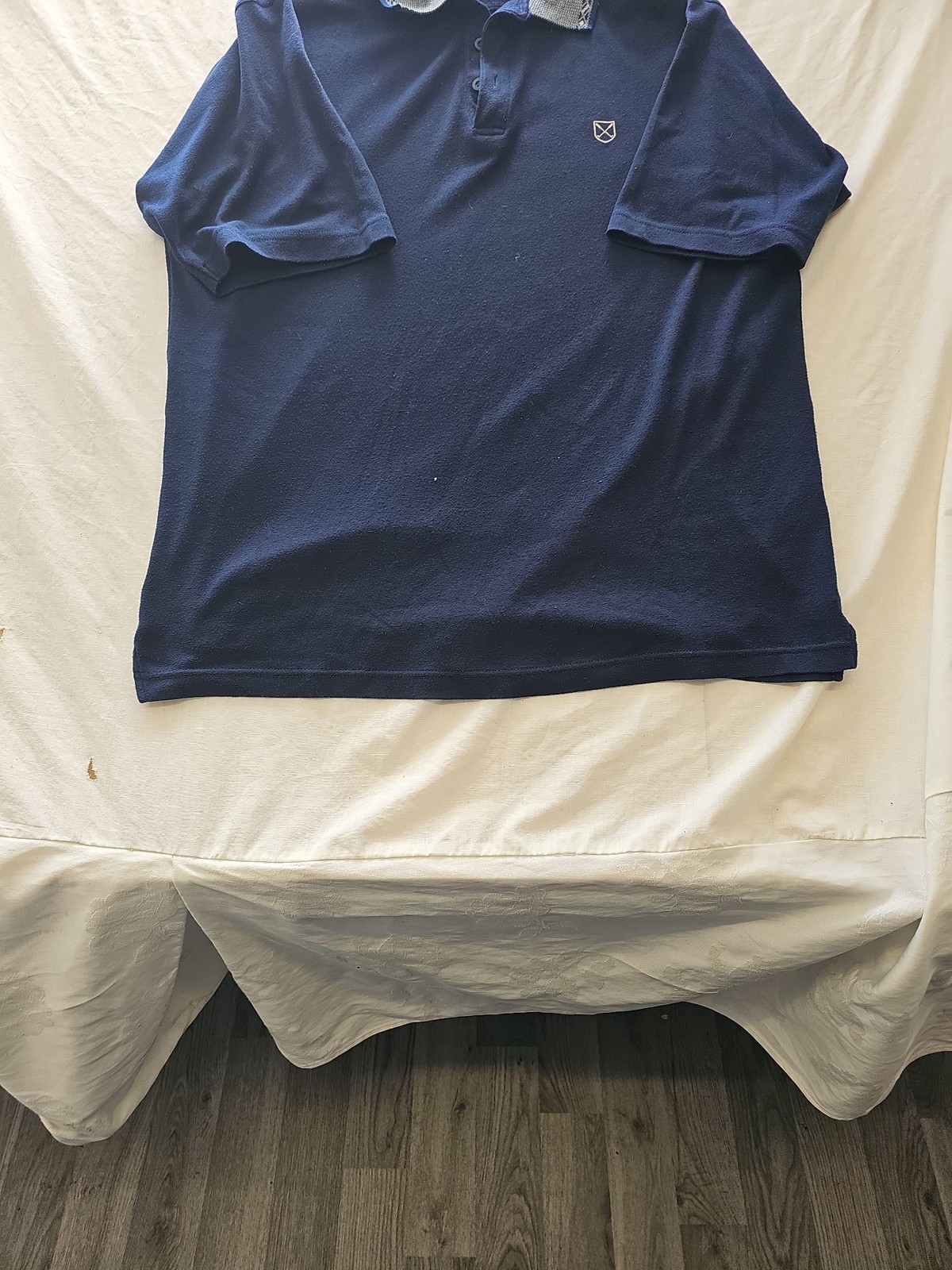 Vintage Donnay Golf Navy Polo Shirt with Patterned Collar xl H601 - Image 6