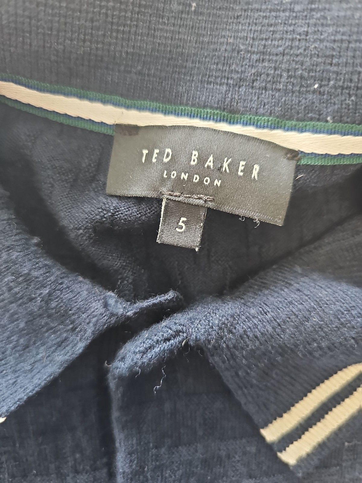Ted Baker London Men’s Navy Knit Polo Shirt – Size 5 (XL) I604