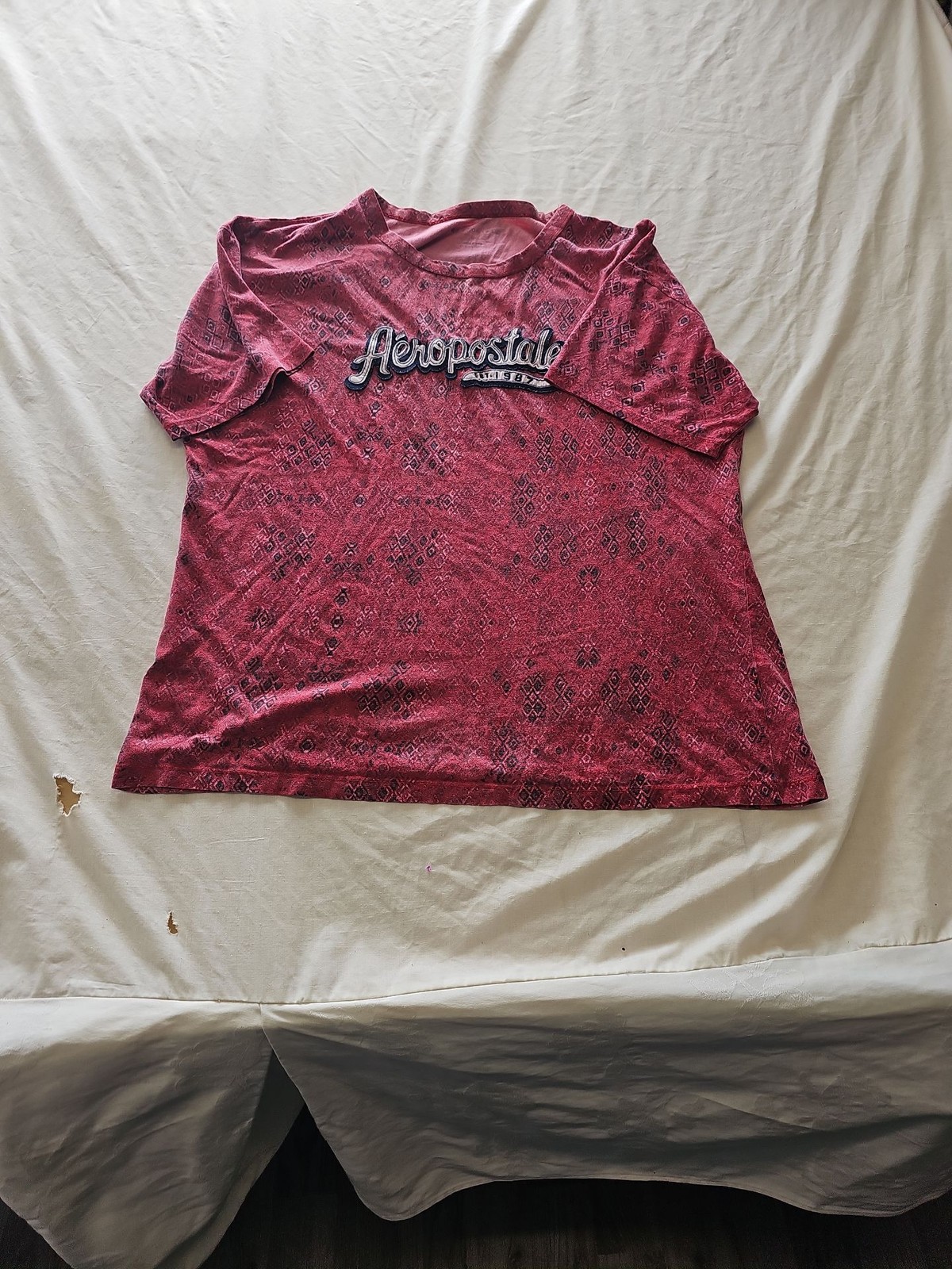 Aéropostale Red Patterned Applique Graphic T-Shirt large I606