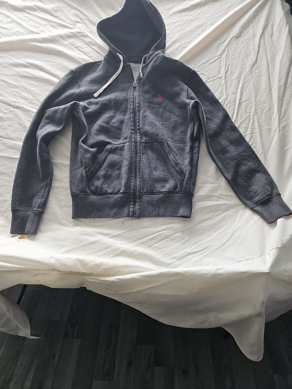 Polo Ralph Lauren Charcoal Grey Full-Zip Hoodie XS A438 - Image 4
