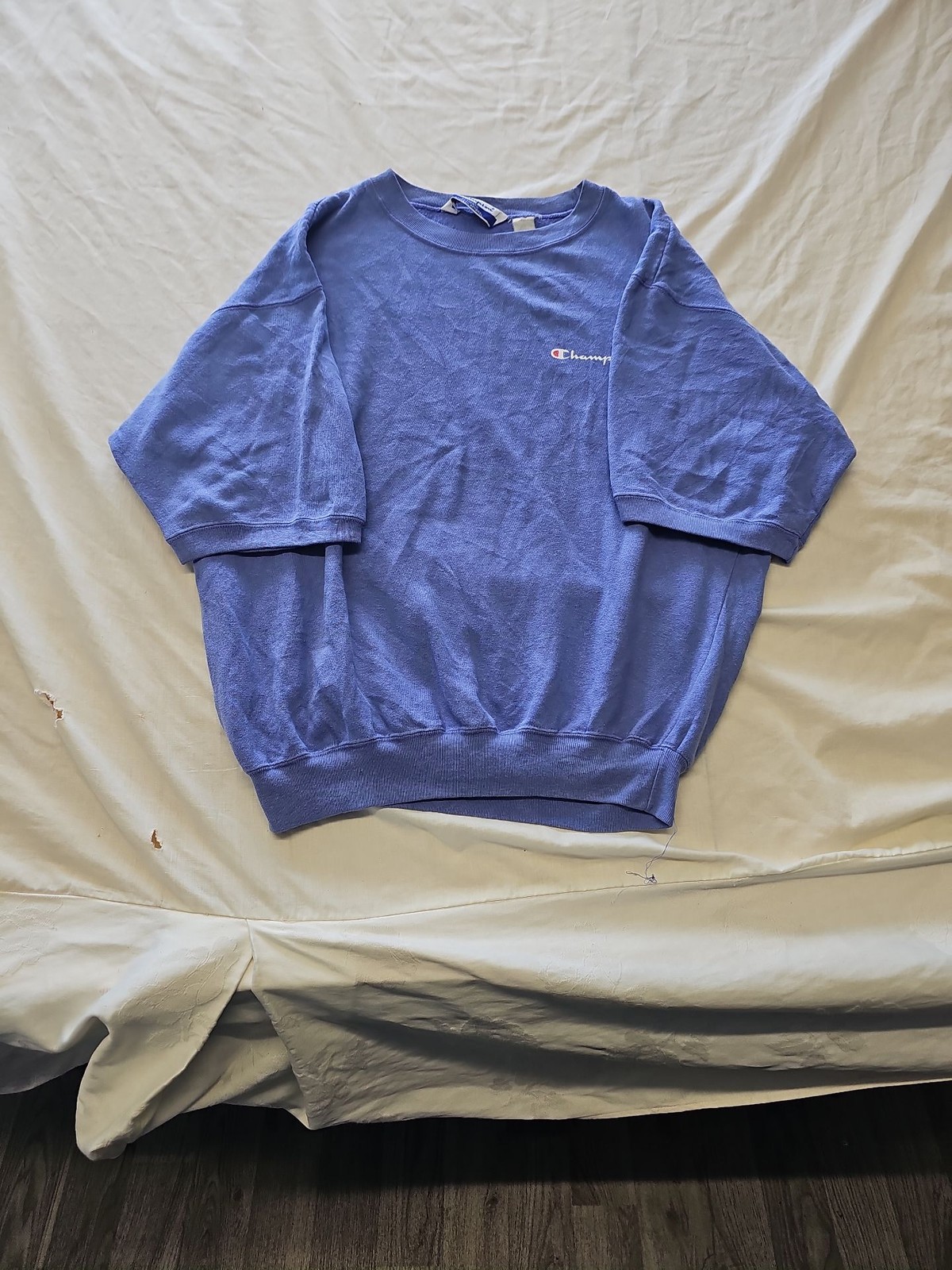 Vintage Champion Short Sleeve Sweatshirt Blue H590