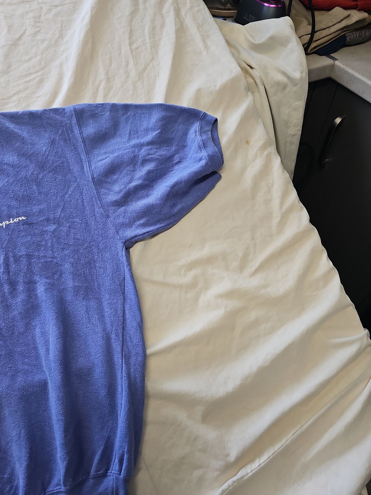 Vintage Champion Short Sleeve Sweatshirt Blue H590 - Image 4