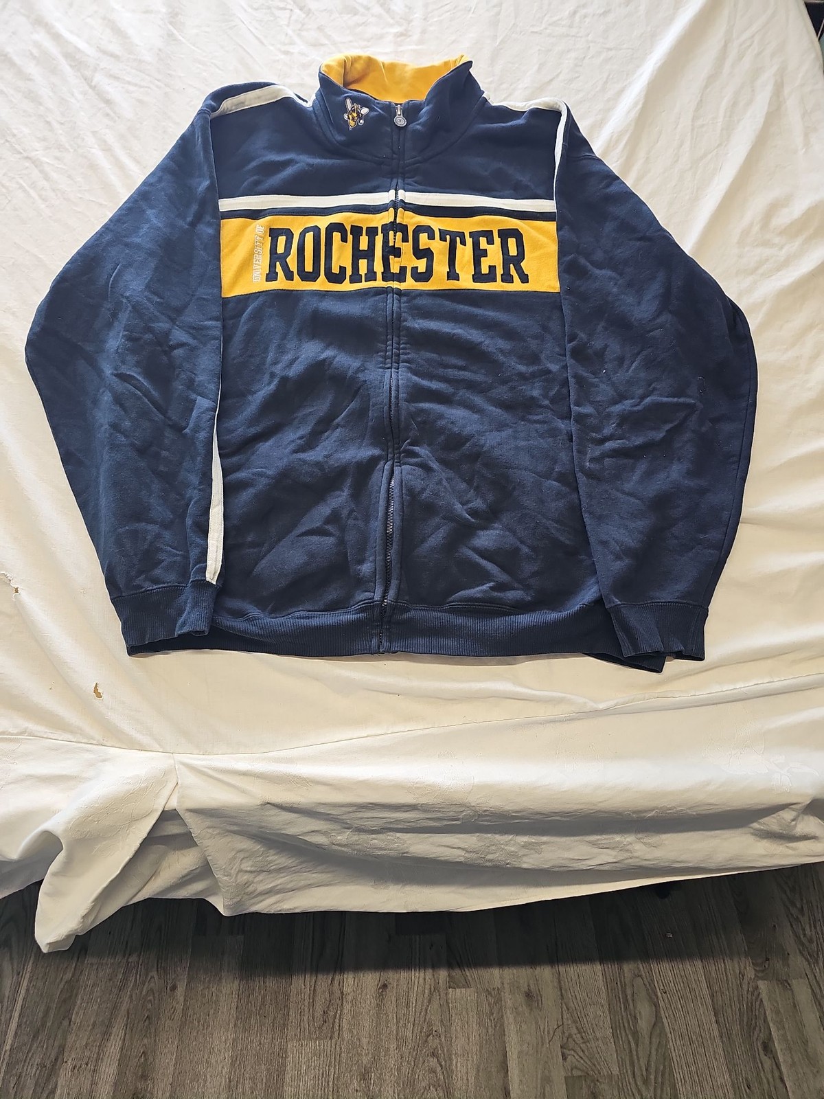 Champion University of Rochester Full-Zip Sweatshirt Jacket Blue Yellow XXL H59