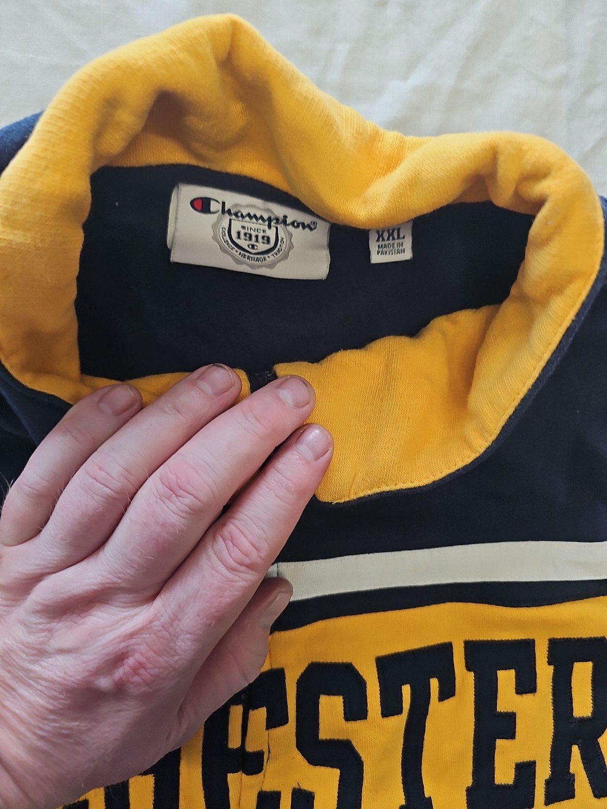 Champion University of Rochester Full-Zip Sweatshirt Jacket Blue Yellow XXL  H59