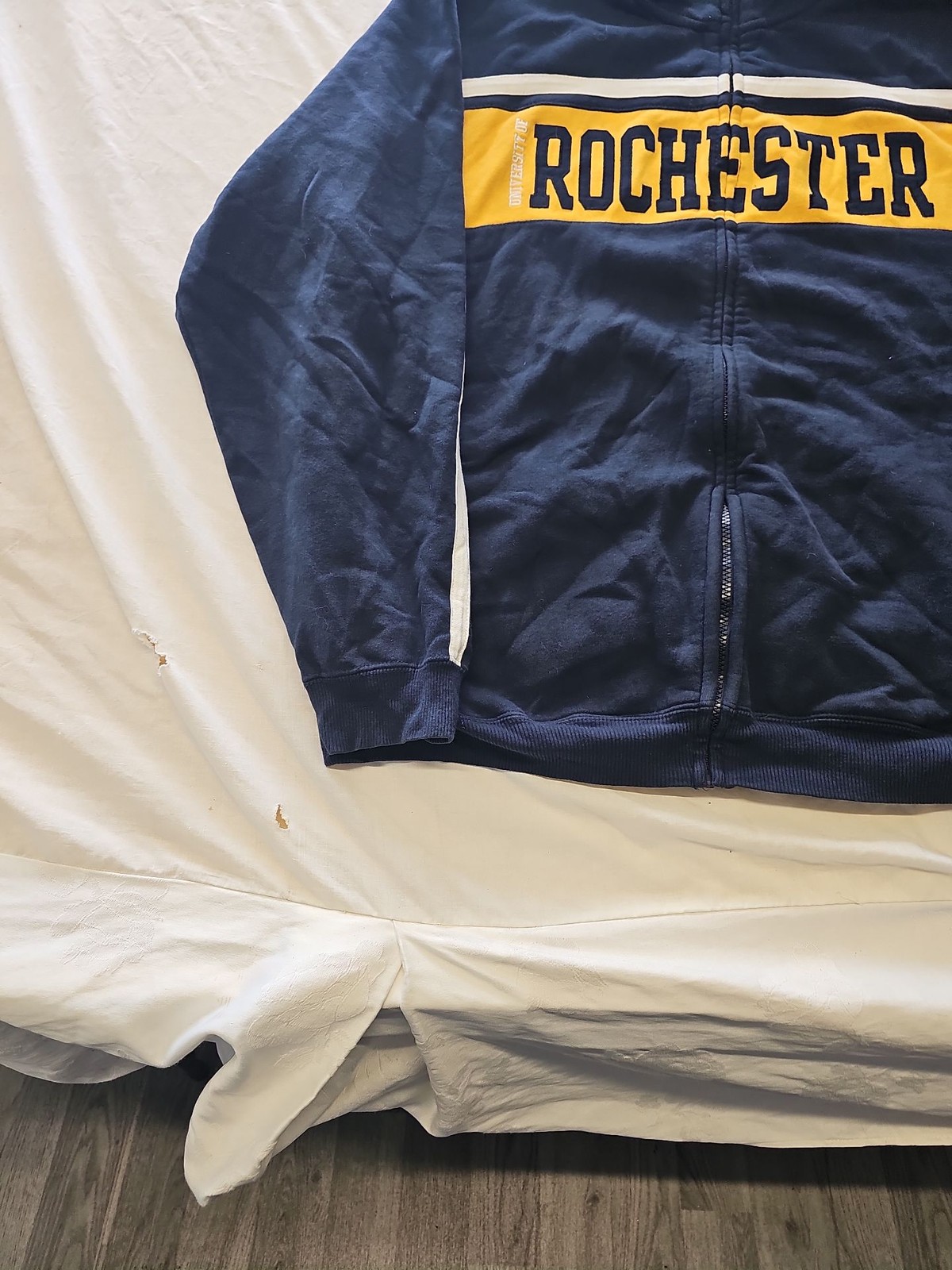 Champion University of Rochester Full-Zip Sweatshirt Jacket Blue Yellow XXL H59 - Image 3