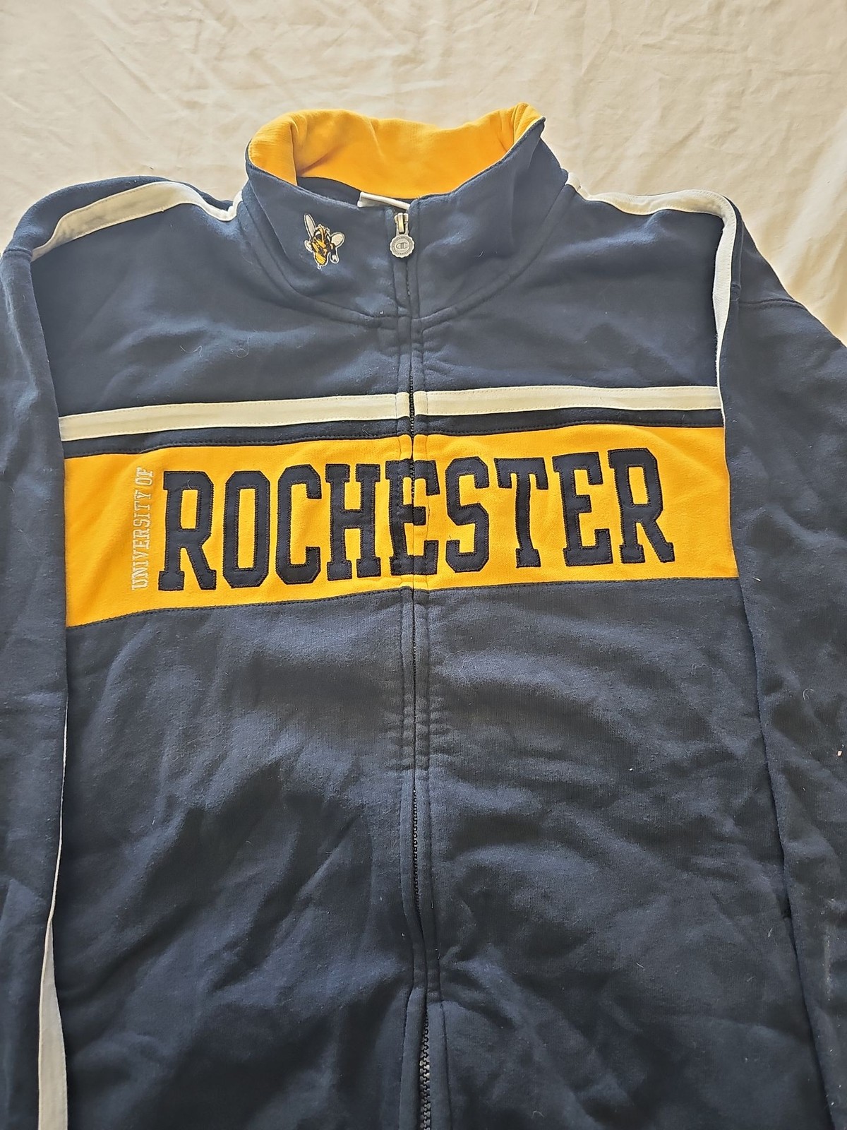 Champion University of Rochester Full-Zip Sweatshirt Jacket Blue Yellow XXL H59 - Image 5
