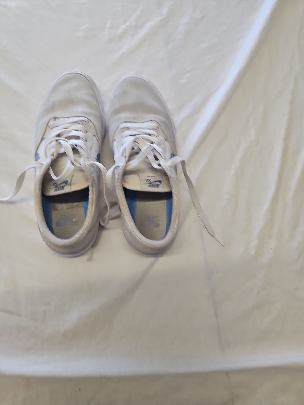 Nike SB Chron 2 Canvas Skate Shoes White Blue Uk7 H596