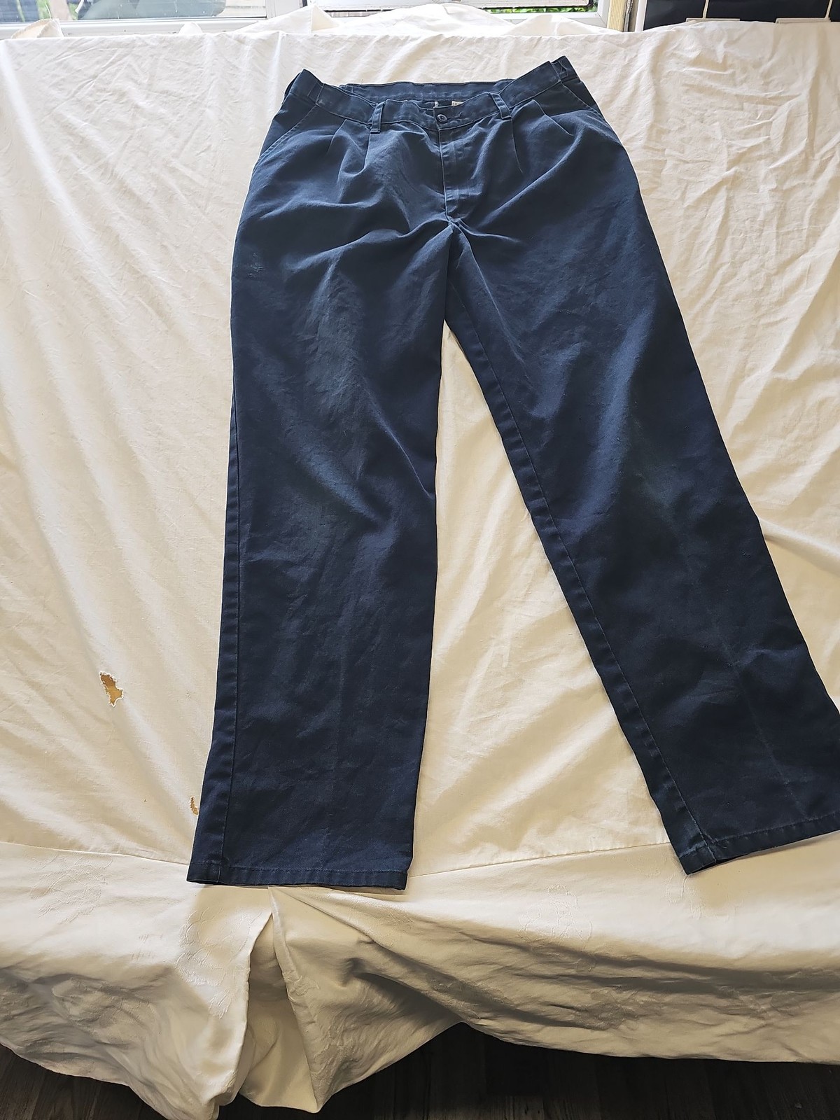 Genuine Dickies Men's Pleated Navy Work Trousers G581 W36 L32