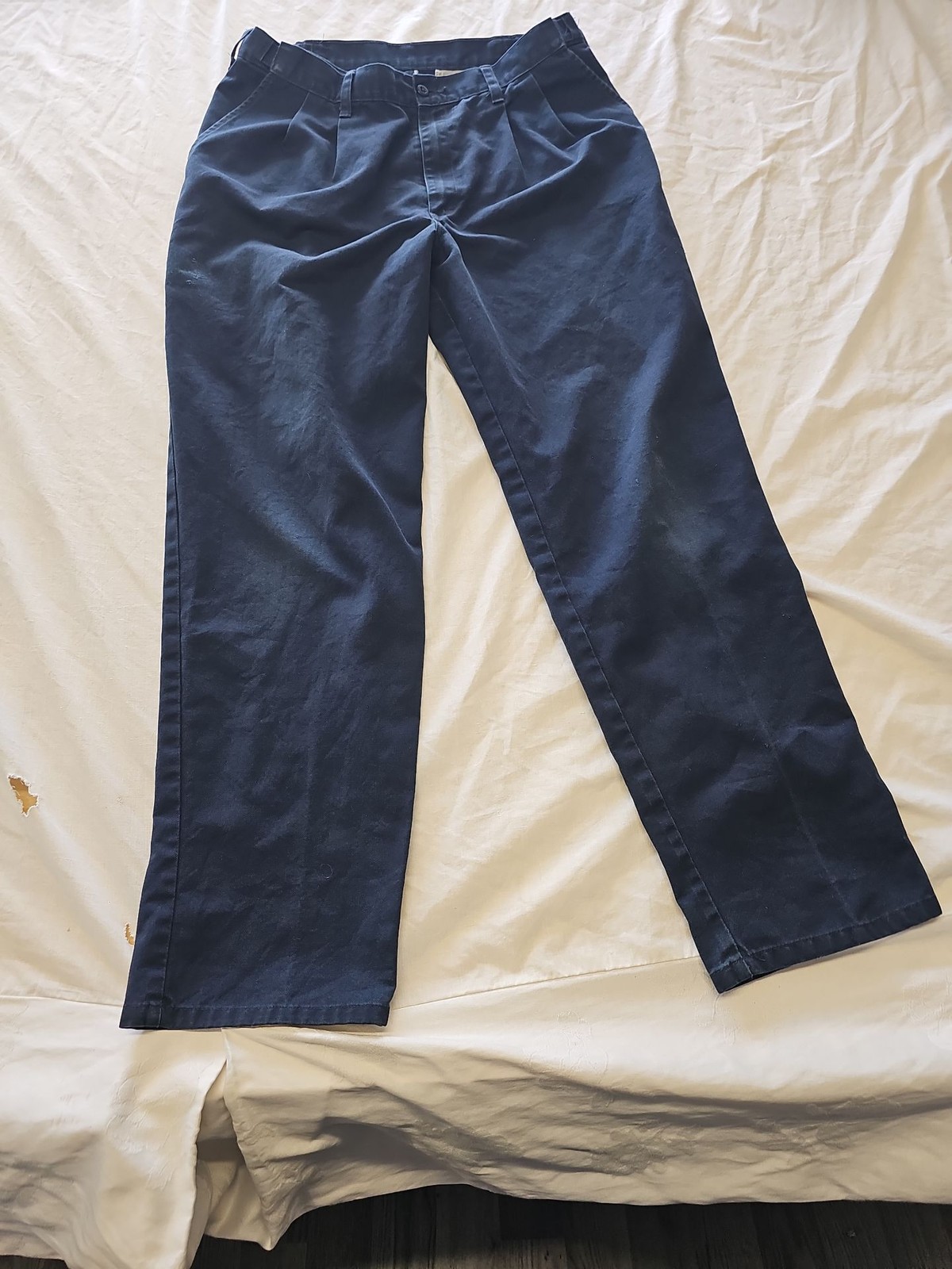 Genuine Dickies Men's Pleated Navy Work Trousers G581 W36 L32 - Image 3