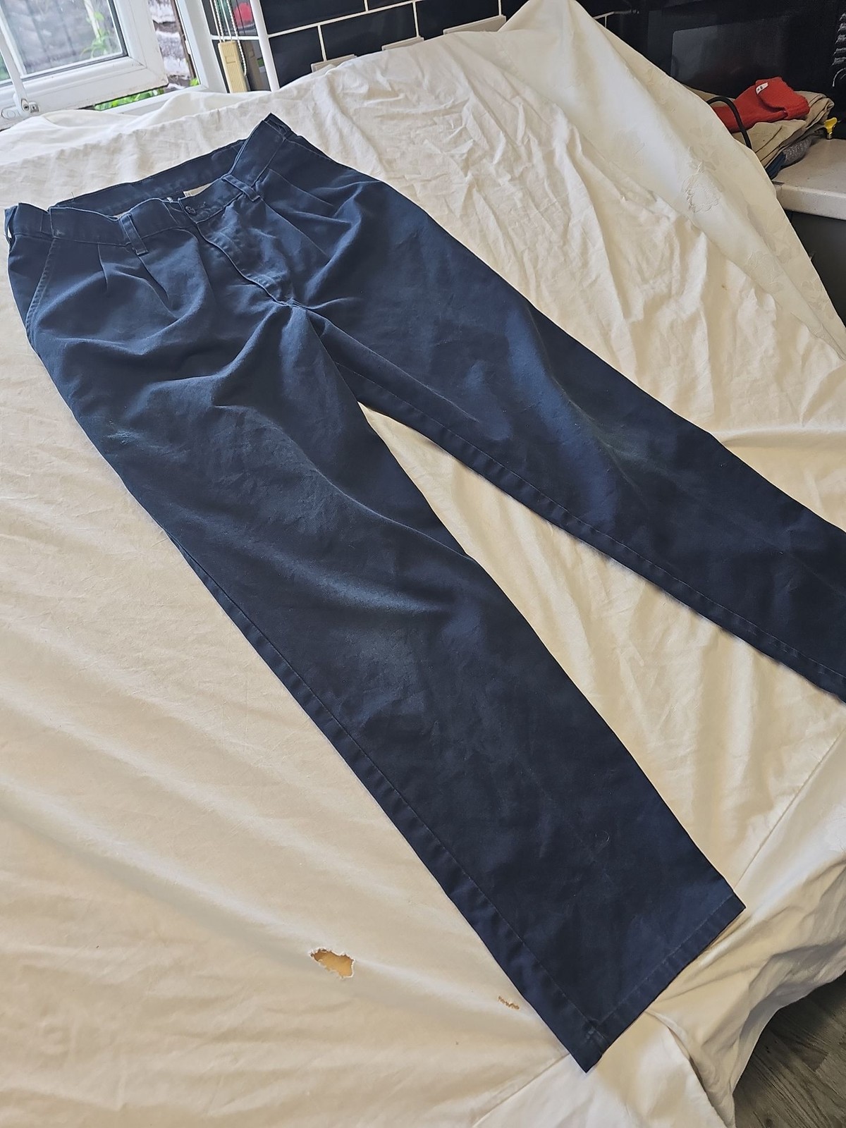 Genuine Dickies Men's Pleated Navy Work Trousers G581 W36 L32 - Image 4