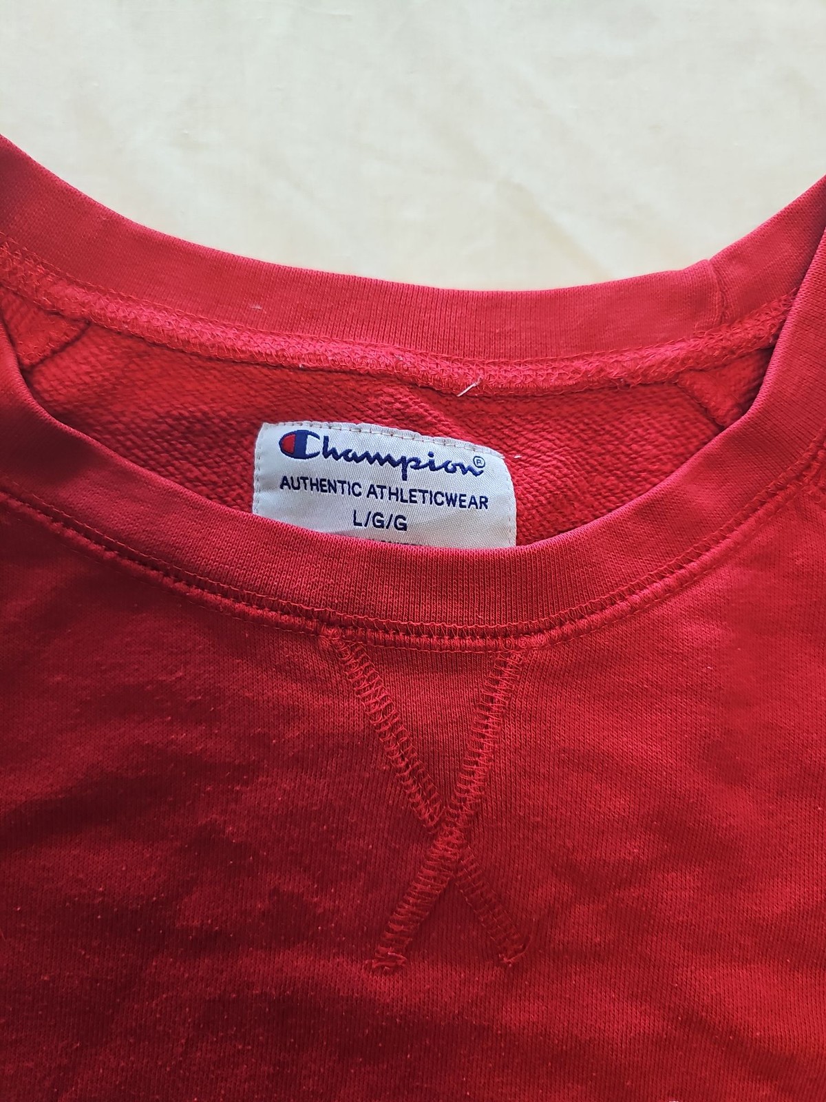 Vintage Champion Authentic Athleticwear Red Crewneck Sweatshirt Large E635