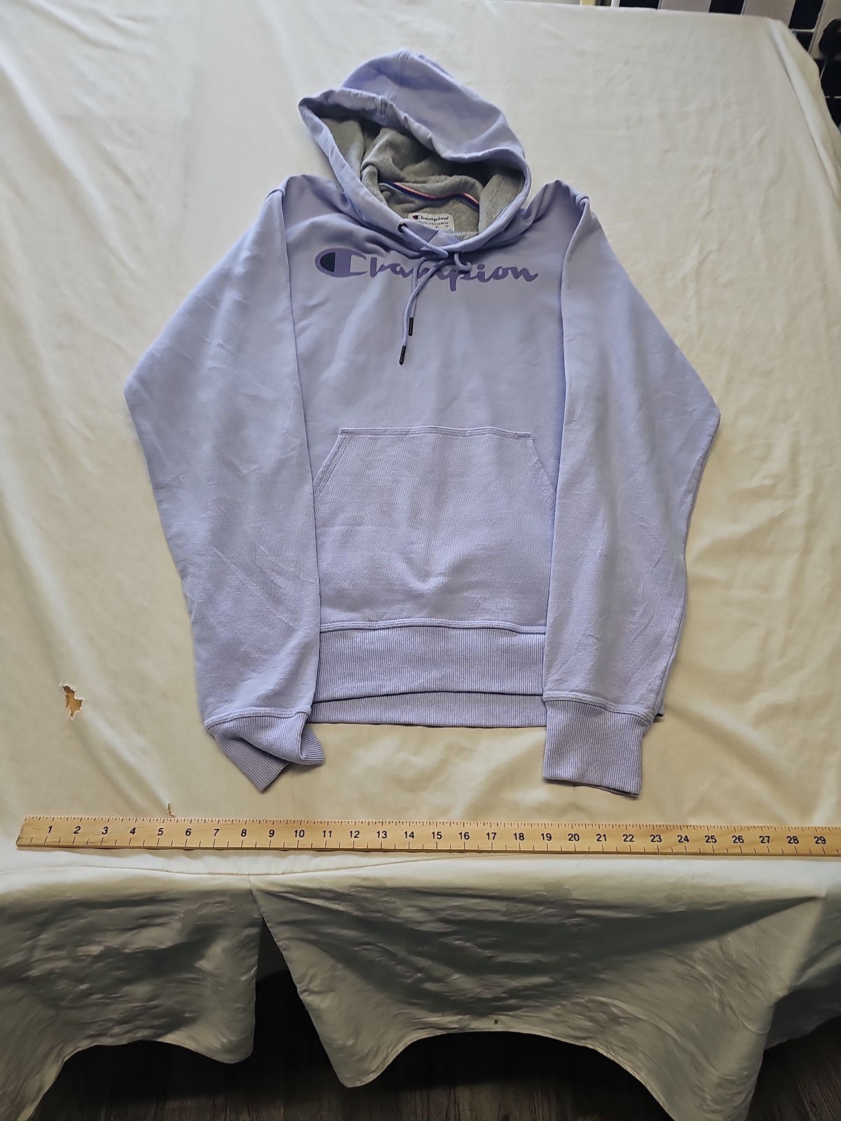 Champion Lilac Purple Logo Hoodie - Men's Size S E637