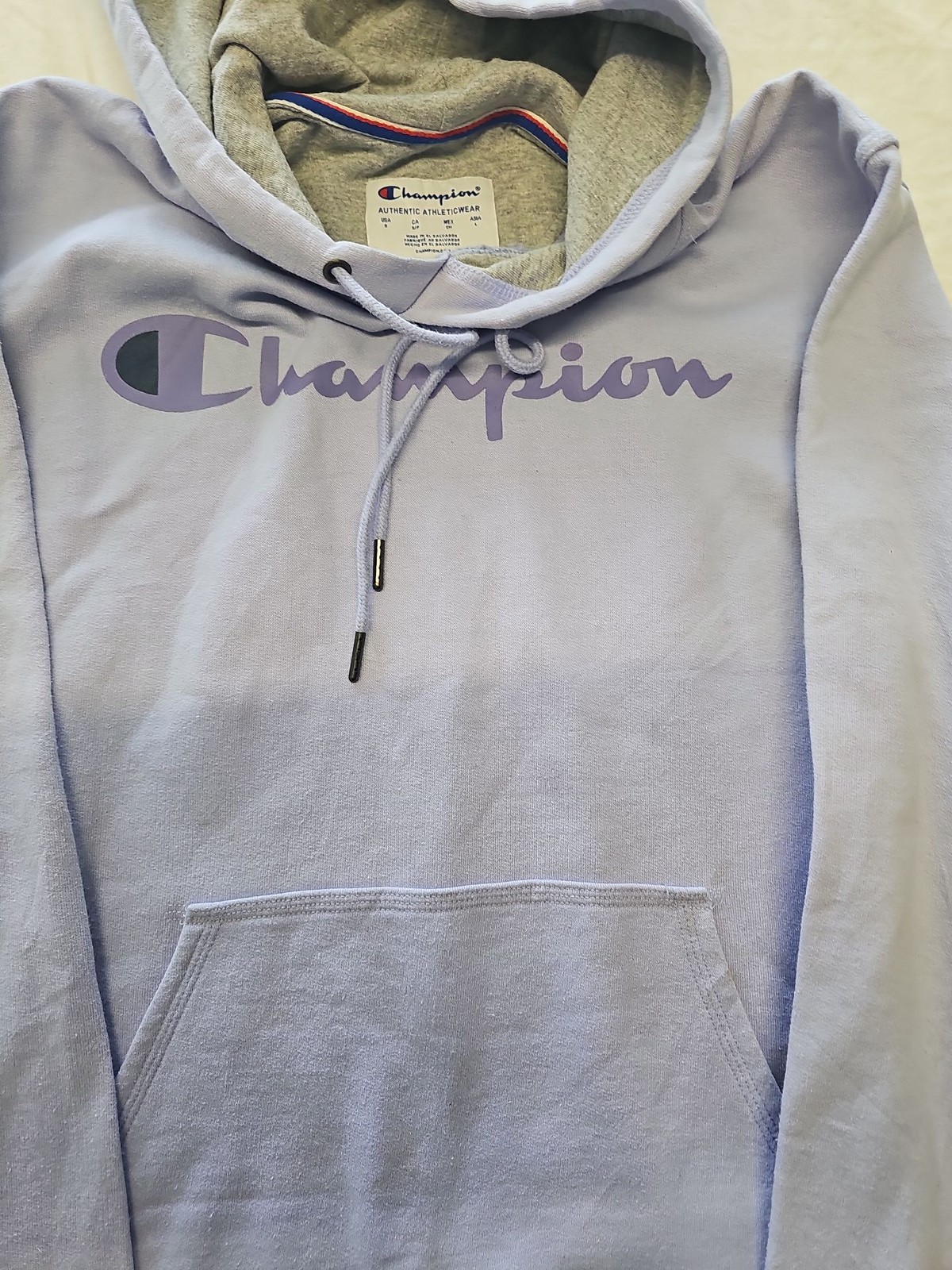 Champion Lilac Purple Logo Hoodie - Men's Size S E637 - Image 5