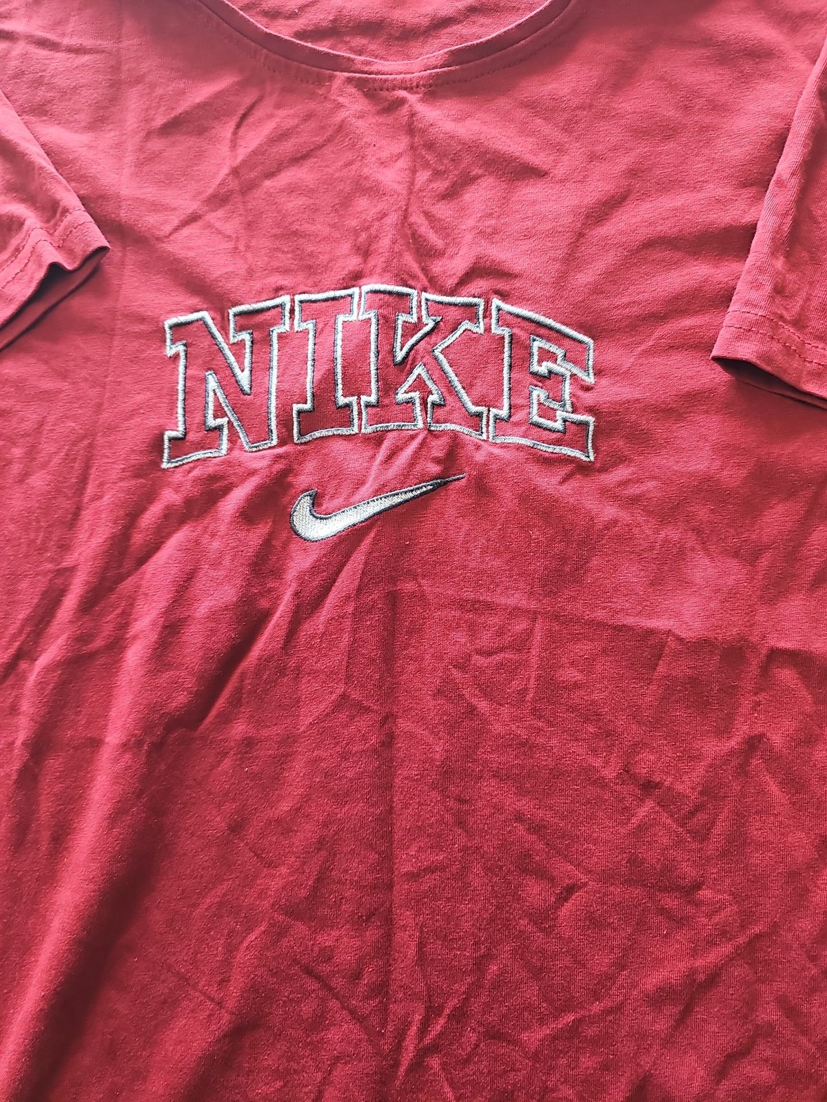 Vintage Nike Embroidered Spellout T-Shirt 3XL Maroon I611 - Image 3
