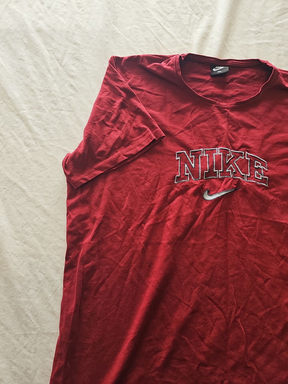 Vintage Nike Embroidered Spellout T-Shirt 3XL Maroon I611 - Image 4