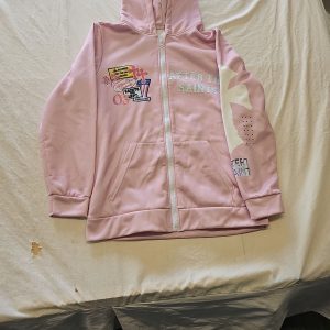 After The Saints Pink Y2K Style Zip-Up Hoodie Medium J652