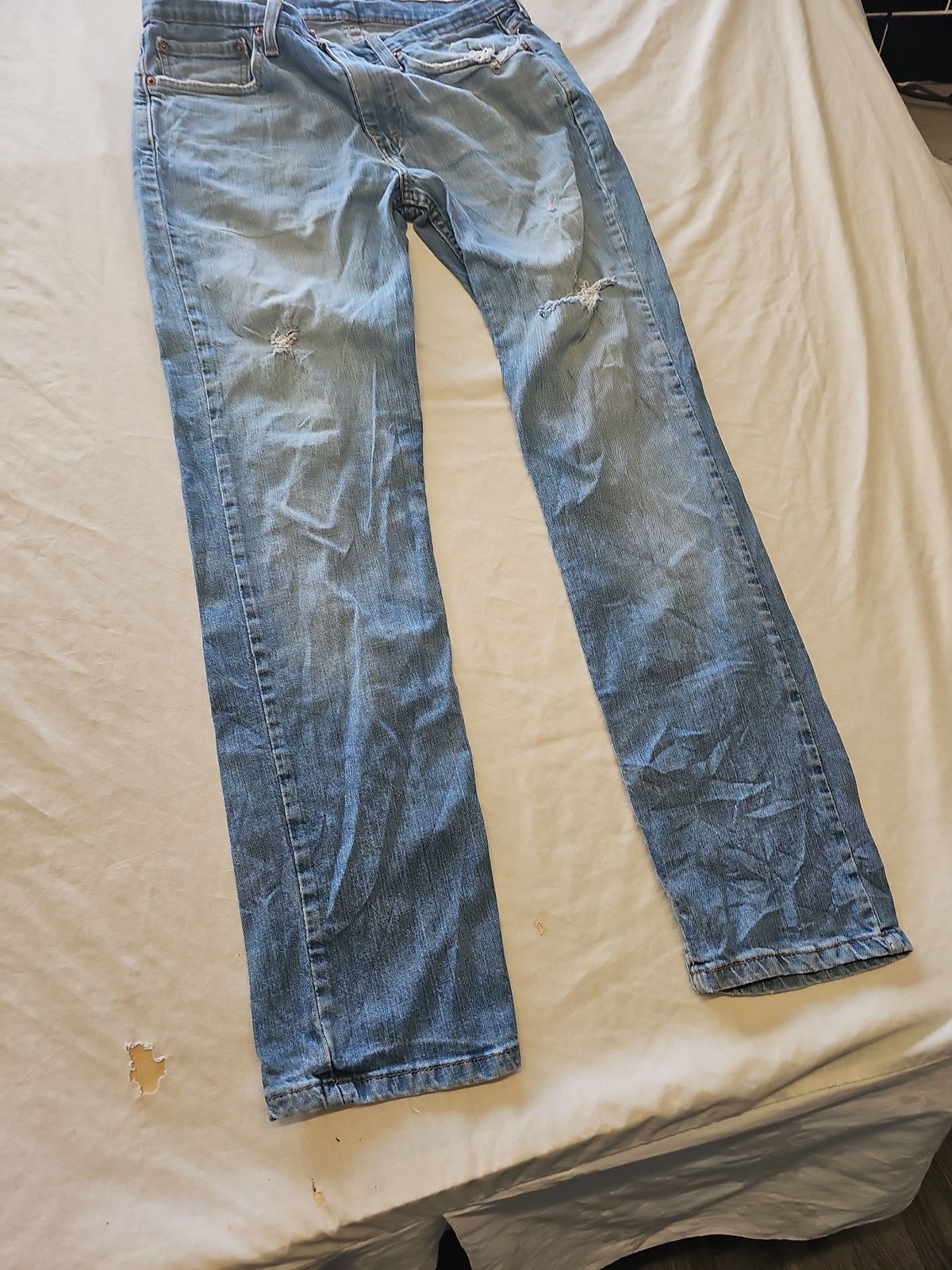 Vintage Levi's 514 Straight Fit Distressed Light Wash Jeans w31 L32 J656 - Image 3