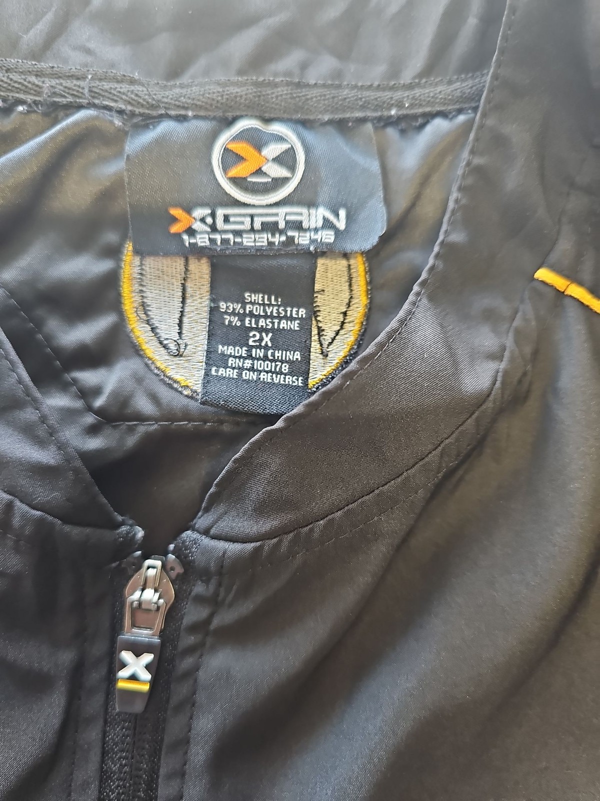 X-Grain Baseball Quarter-Zip Pullover Jacket Black/Yellow 2X J644