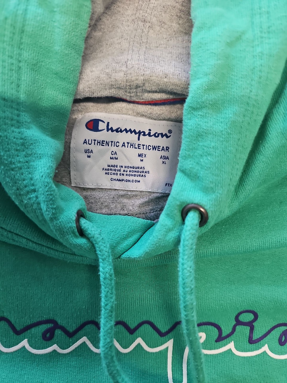 Champion Teal Green Script Logo Pullover Hoodie usm E638