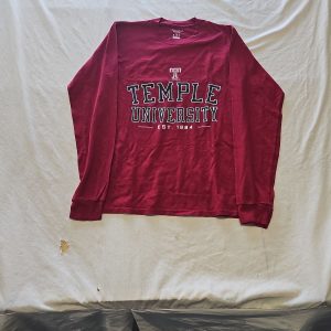 Champion Authentic Temple University Long Sleeve T-Shirt - Small Maroon J651