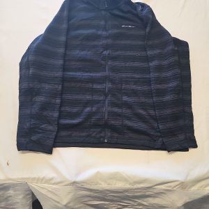 Eddie Bauer Men's 2XL Full-Zip Striped Fleece Jacket - Black/Grey N711