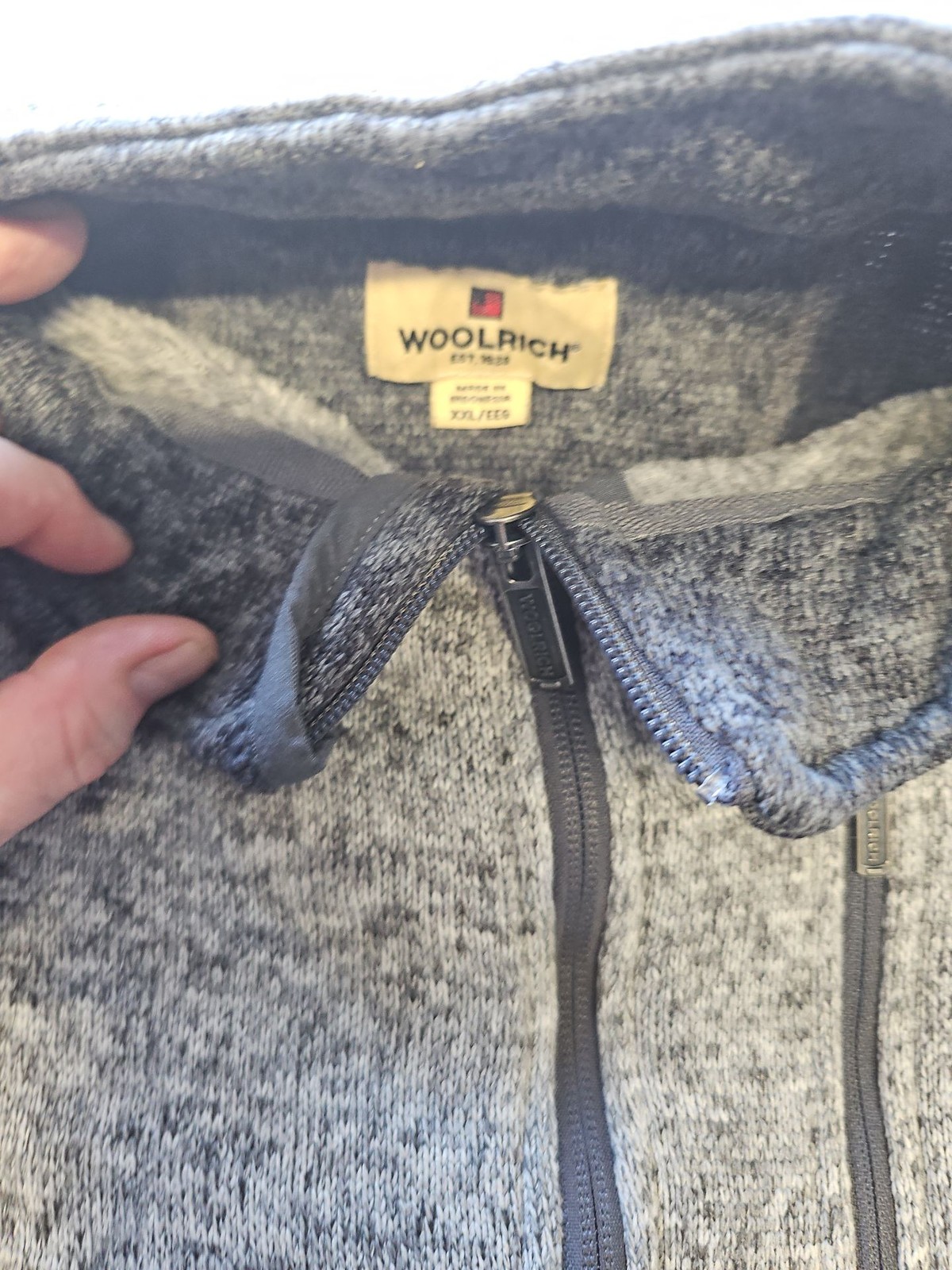 Woolrich Men’s Heathered Grey Quarter-Zip Fleece Pullover XXL M701