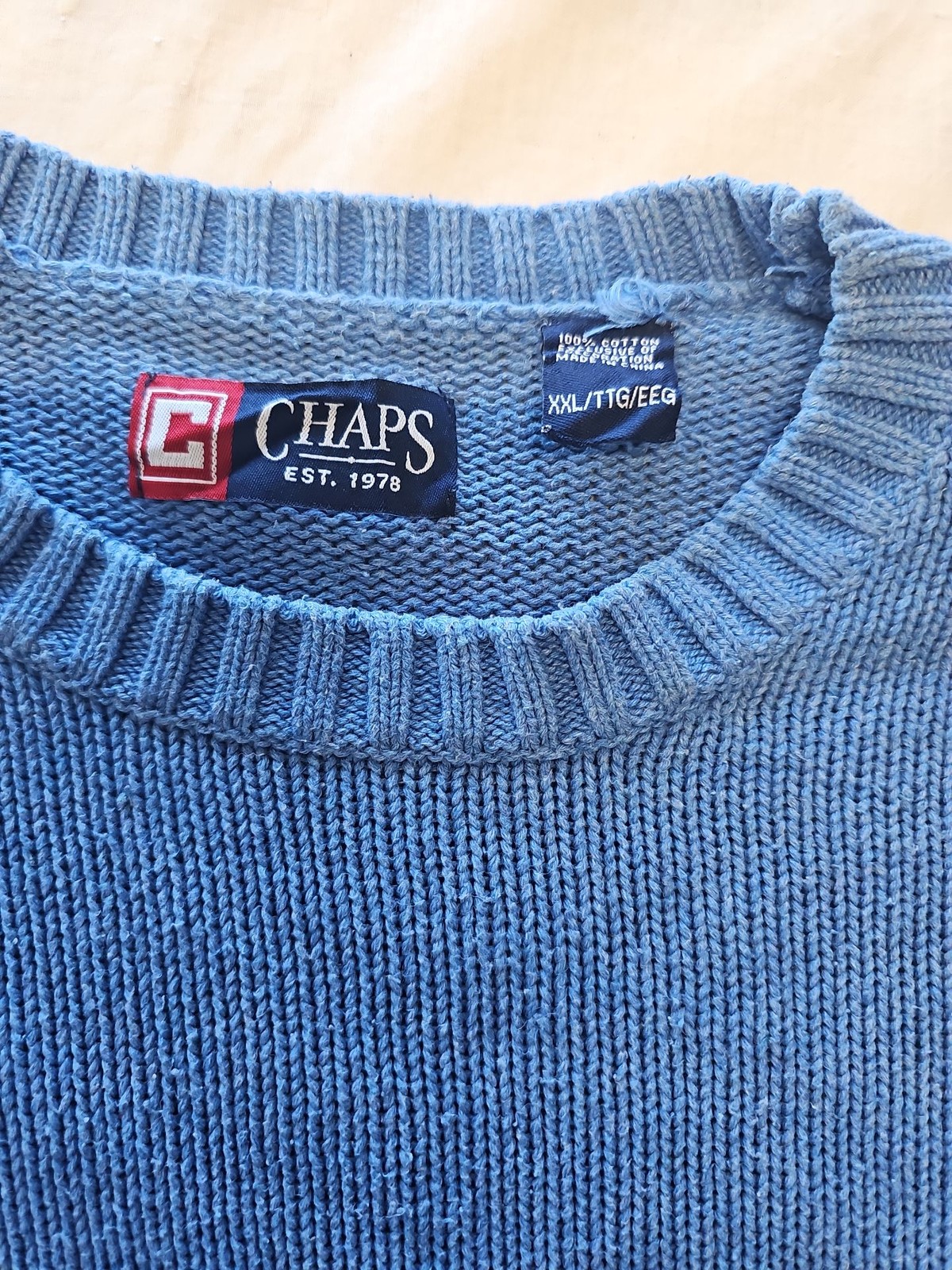 Chaps Blue Crewneck Knit Cotton Sweater XXL N713