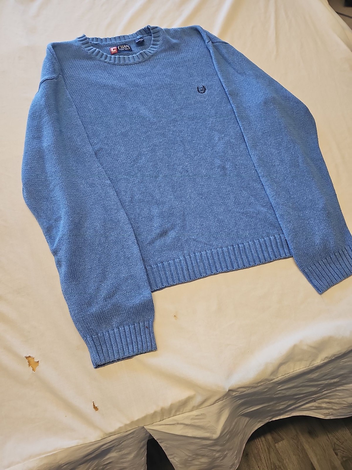 Chaps Blue Crewneck Knit Cotton Sweater XXL N713 - Image 3