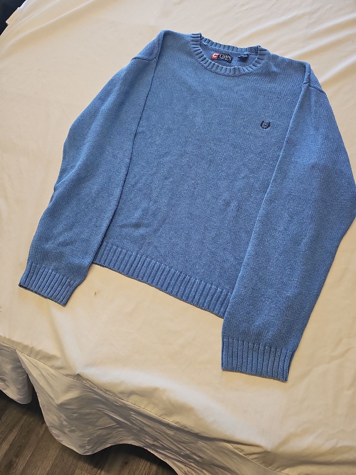 Chaps Blue Crewneck Knit Cotton Sweater XXL N713 - Image 4