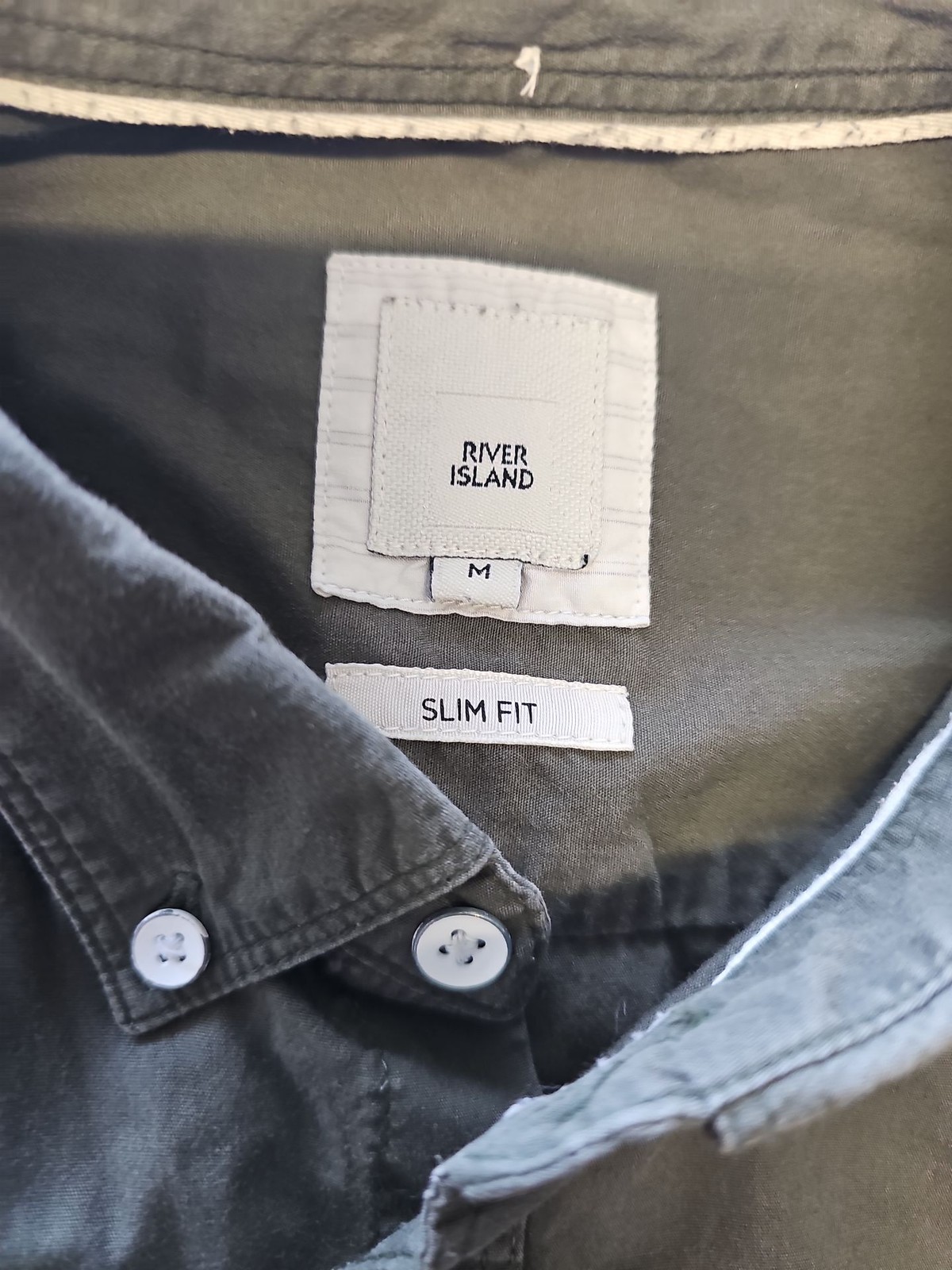 River Island Men’s Slim Fit Charcoal Grey Button-Down Shirt M M699