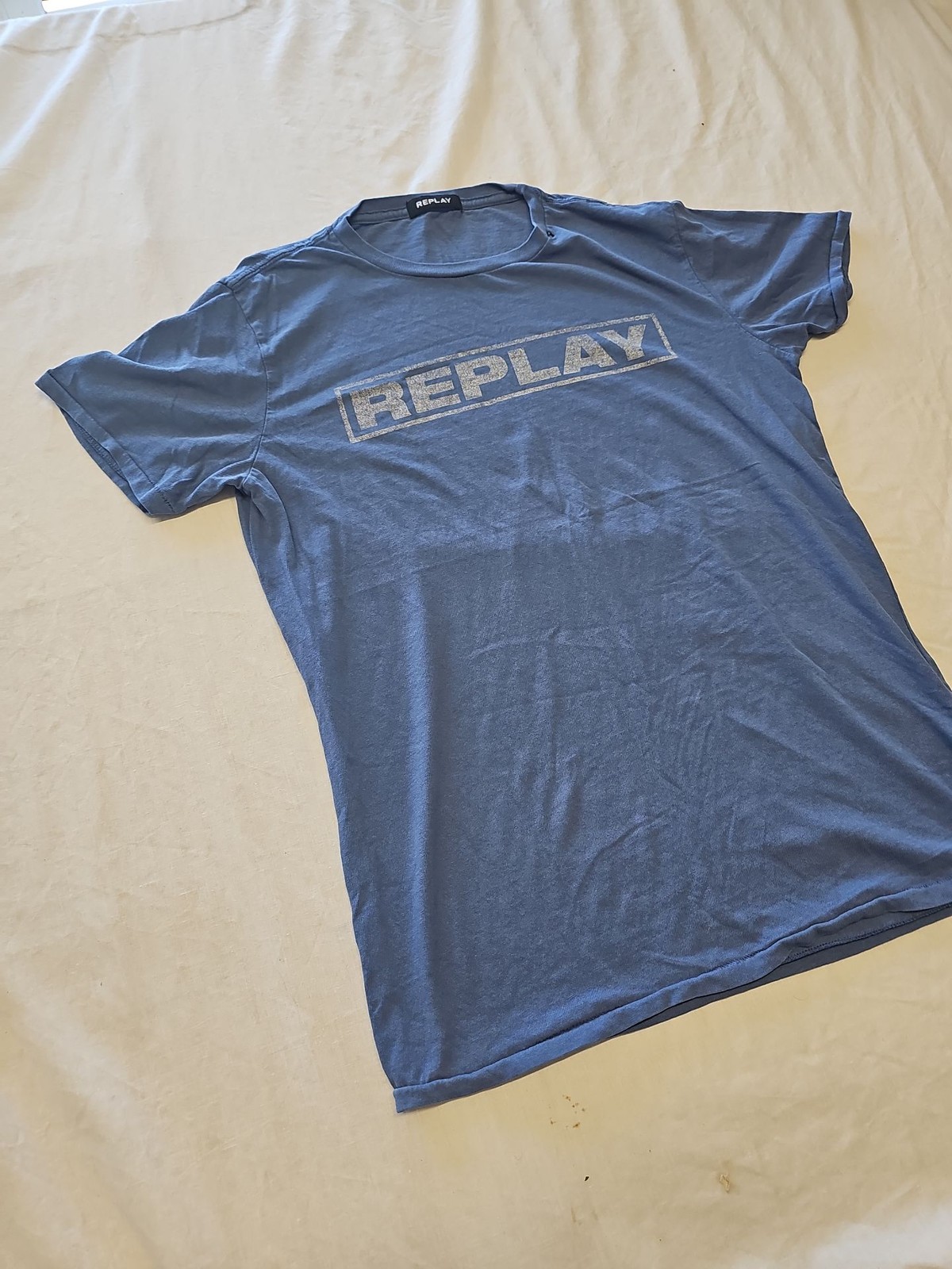Replay Vintage Graphic Logo T-Shirt in Cornflower Blue M L687 - Image 3
