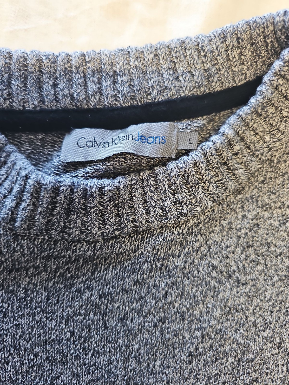Calvin Klein Jeans Grey Marled Knit Crewneck Jumper L 690