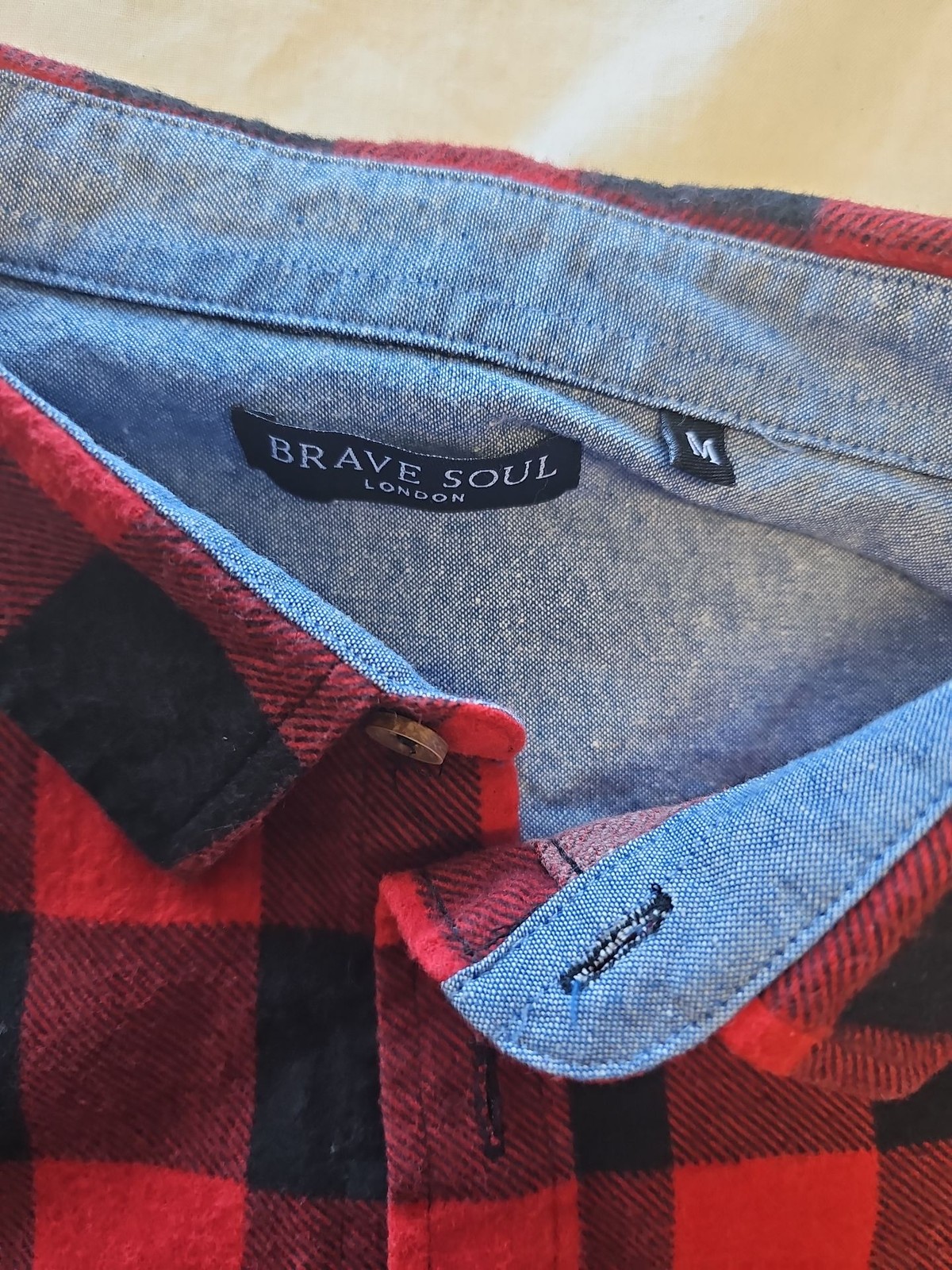 Brave Soul London Red and Black Buffalo Check Flannel Shirt M L691