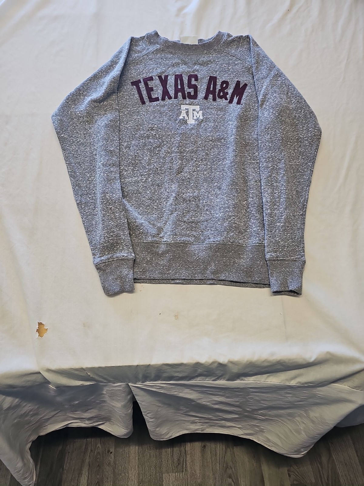 Champion Texas A&M Grey Heather Raglan Sweatshirt S L693
