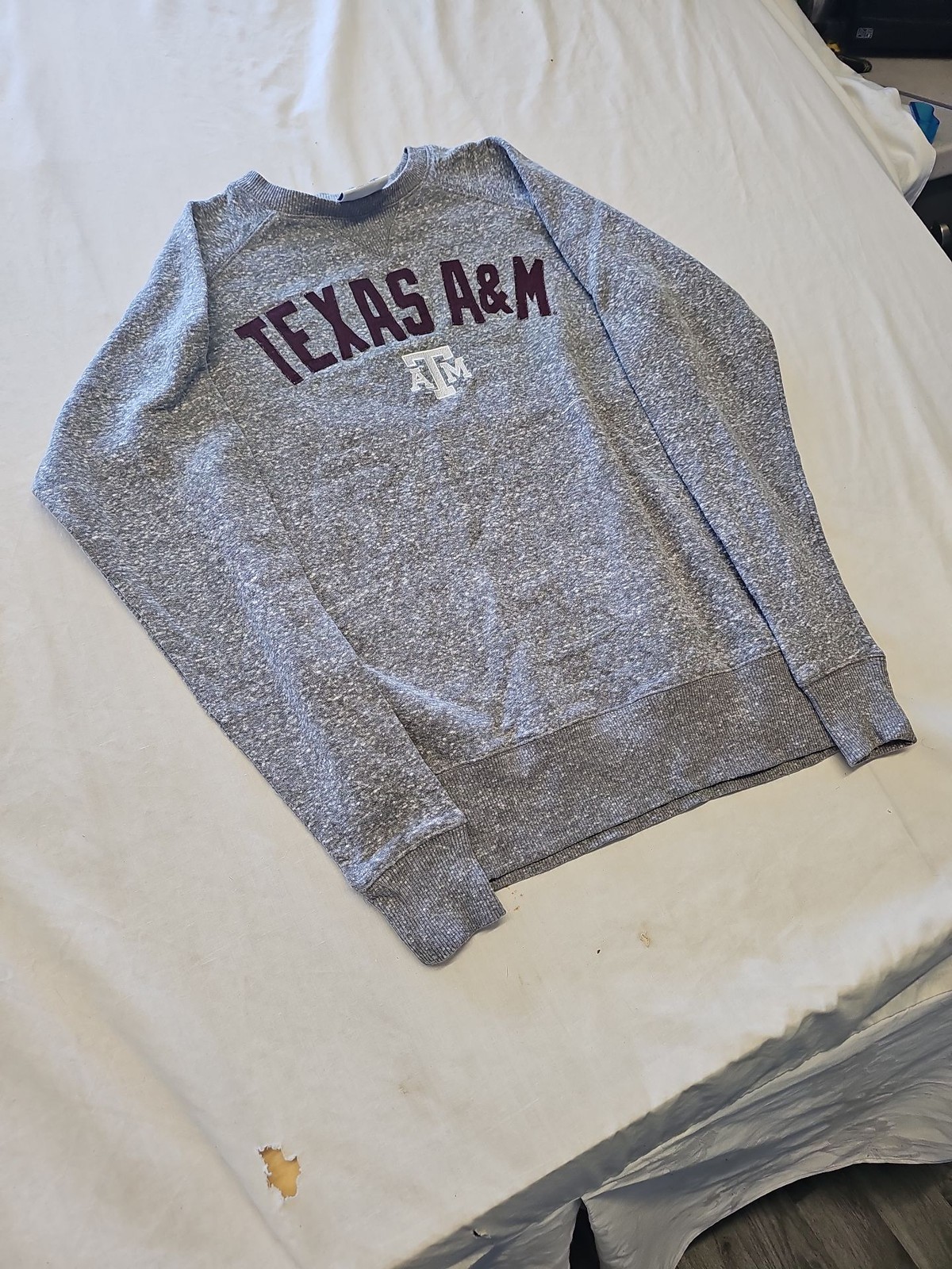 Champion Texas A&M Grey Heather Raglan Sweatshirt S L693 - Image 3