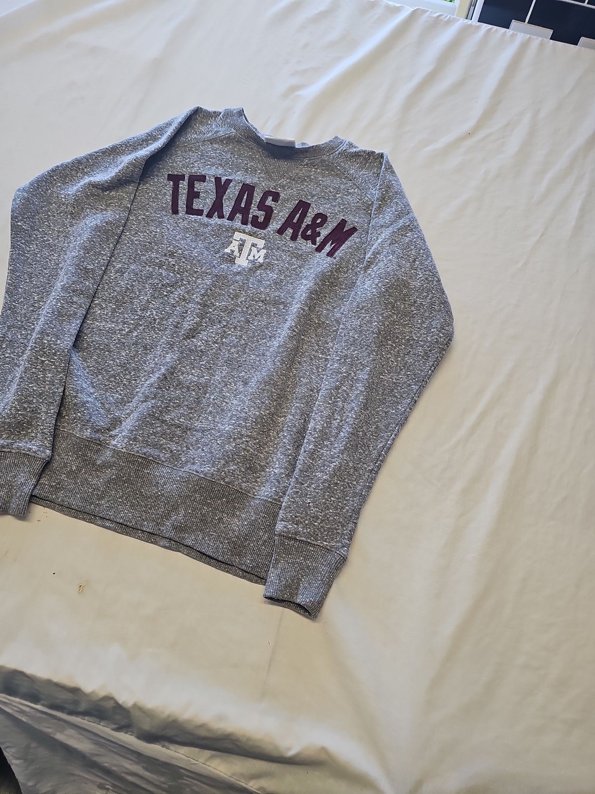 Champion Texas A&M Grey Heather Raglan Sweatshirt S L693 - Image 4