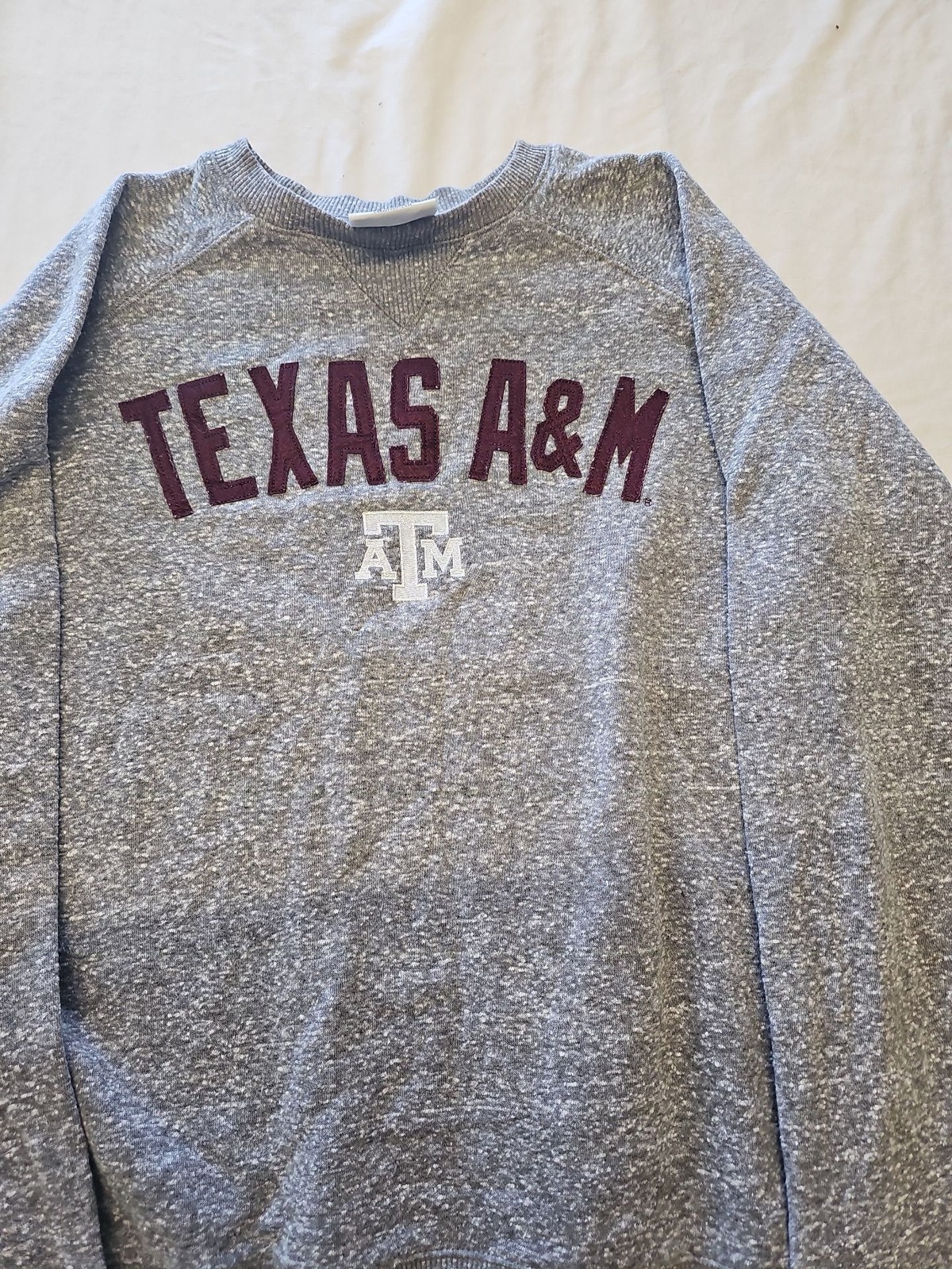 Champion Texas A&M Grey Heather Raglan Sweatshirt S L693 - Image 5