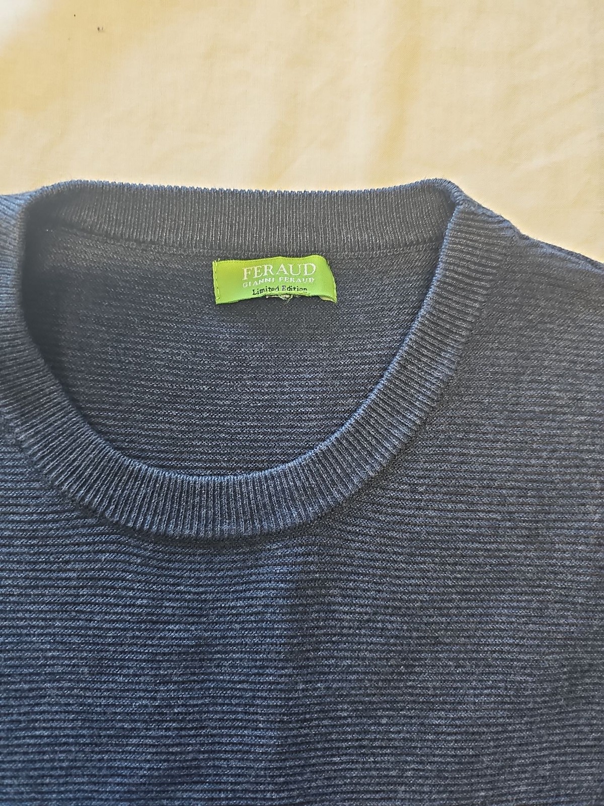 Gianni Feraud Limited Edition Navy Blue Textured Knit Sweater L L680