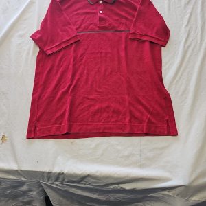 Nautica Red Piqué Cotton Polo Shirt with Grey Tipped Collar XL K674