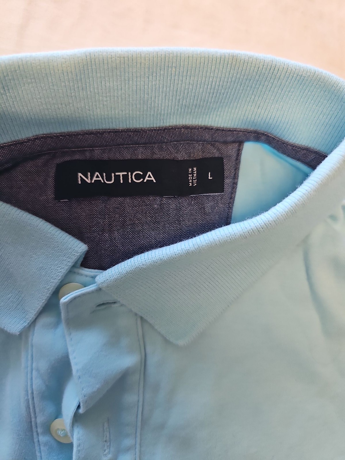 Nautica Sky Blue Classic Fit Short Sleeve Polo Shirt L K668