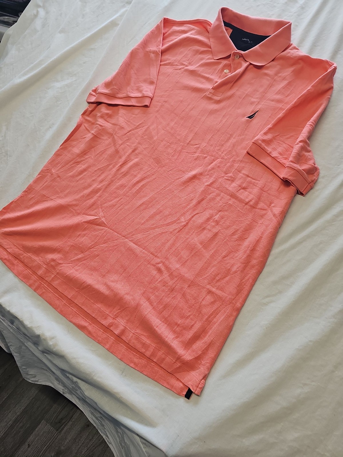 Nautica XXL Salmon Pink Short Sleeve Pique Polo Shirt K675 - Image 4
