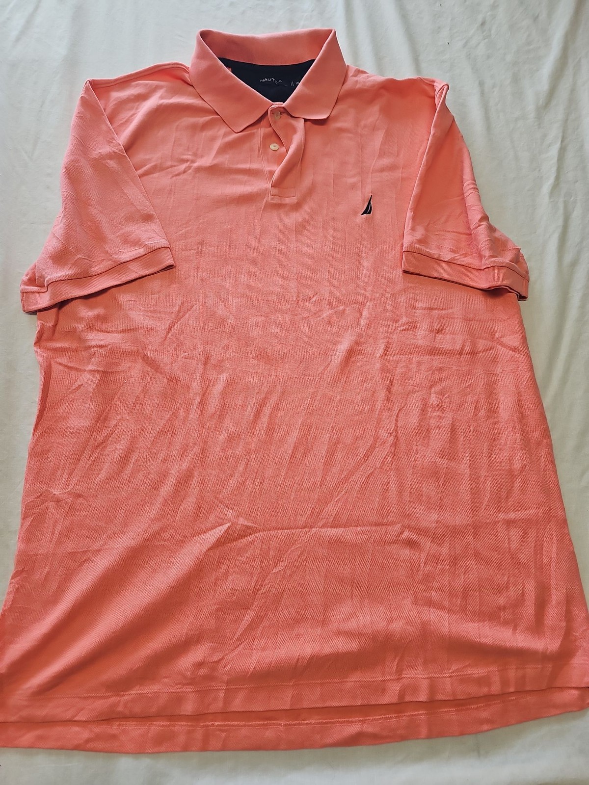 Nautica XXL Salmon Pink Short Sleeve Pique Polo Shirt K675 - Image 5