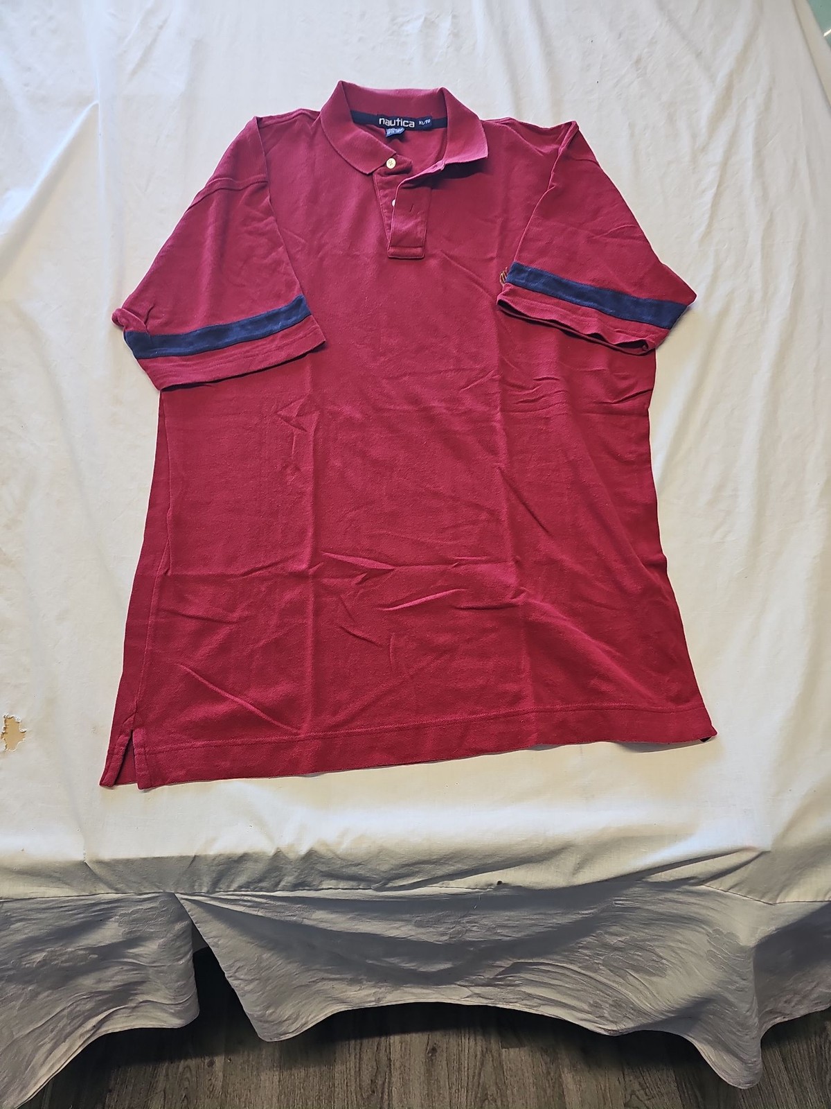Vintage Nautica Red Short Sleeve Pique Polo Shirt XL K670