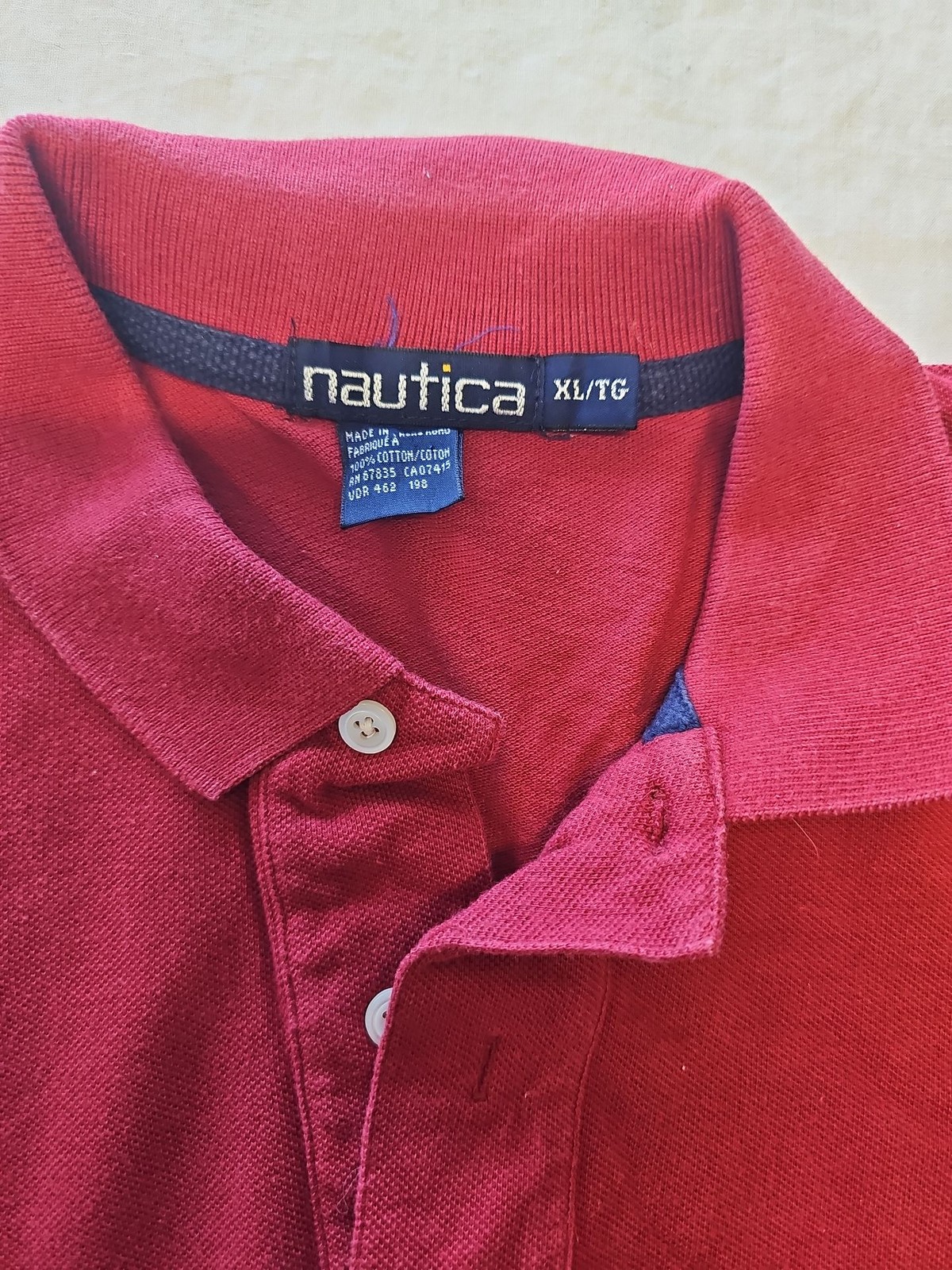 Vintage Nautica Red Short Sleeve Pique Polo Shirt XL K670