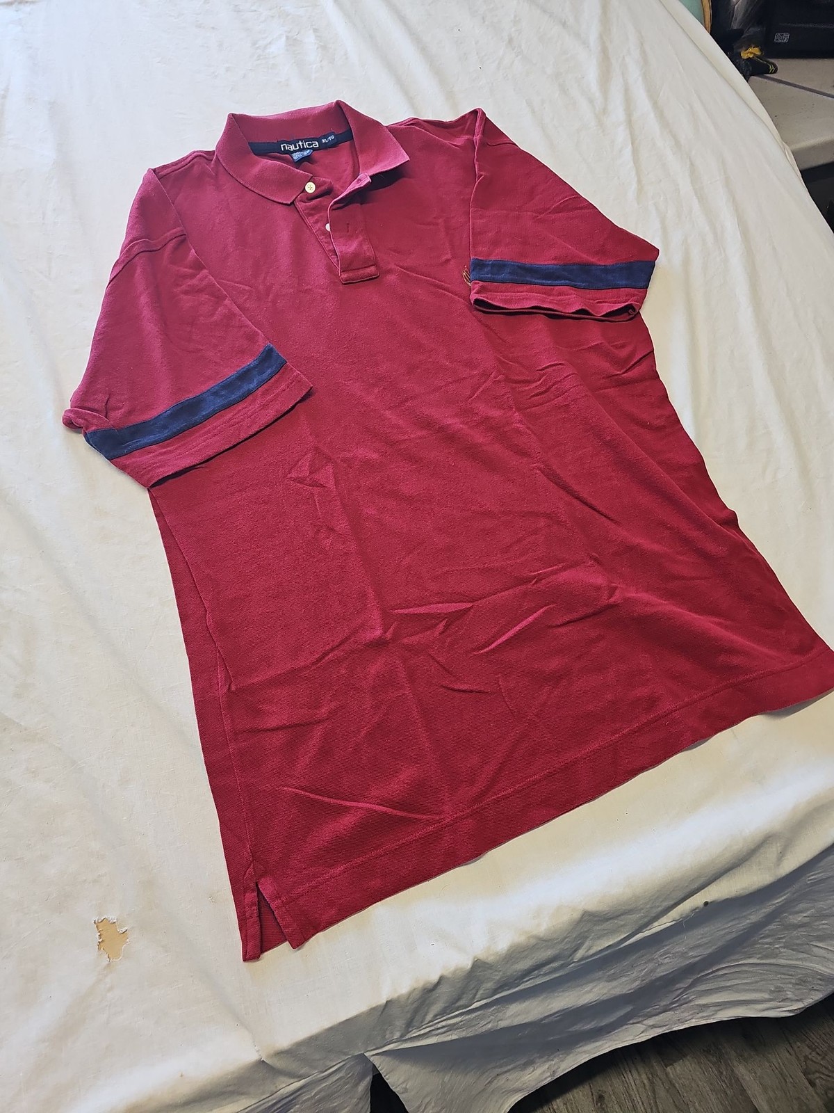 Vintage Nautica Red Short Sleeve Pique Polo Shirt XL K670 - Image 3